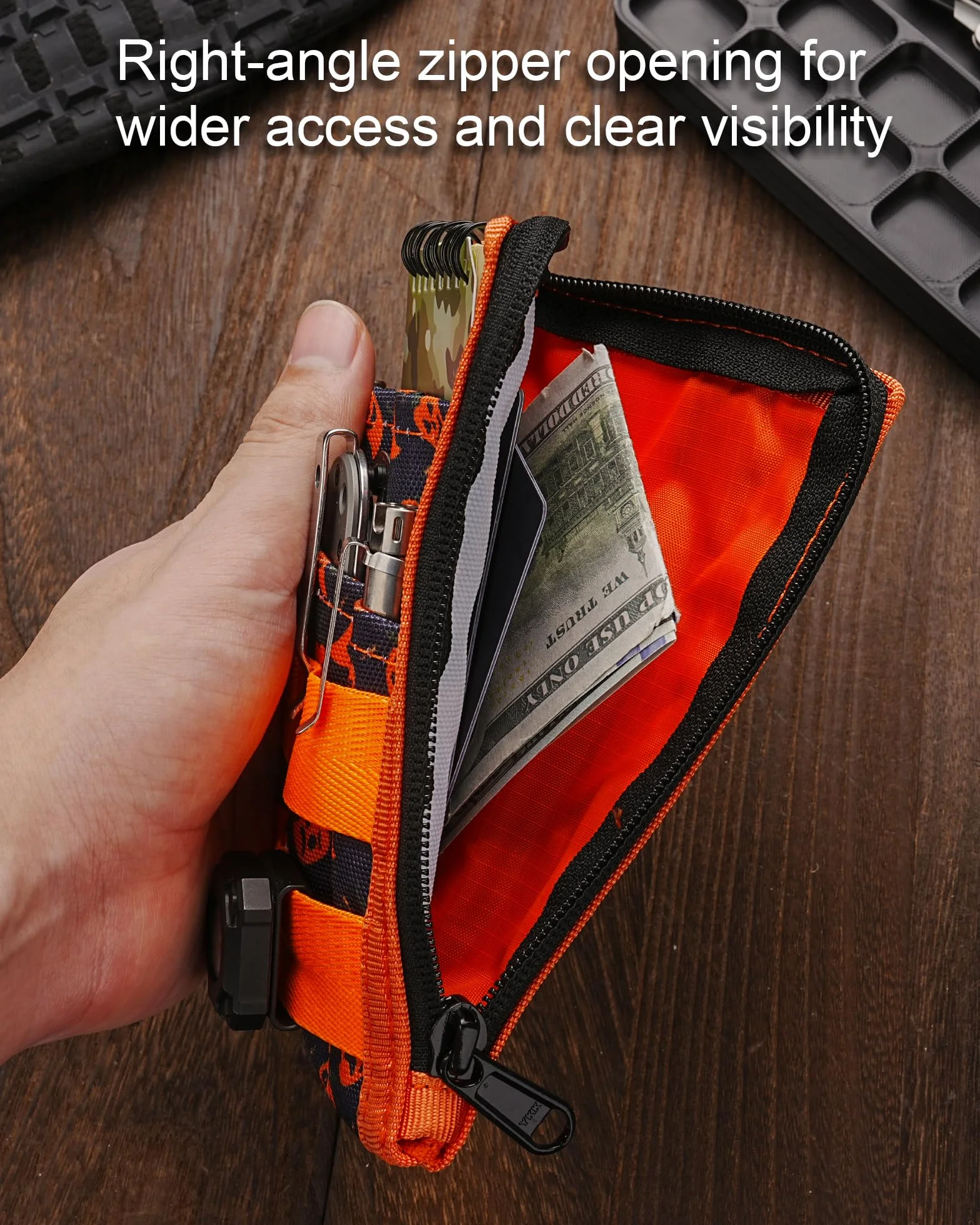 VIPERADE VE36 smukła torba EDC ze strefą na naszywki DIY, minimalistyczny portfel dla mężczyzn, organizer EDC na multitool
