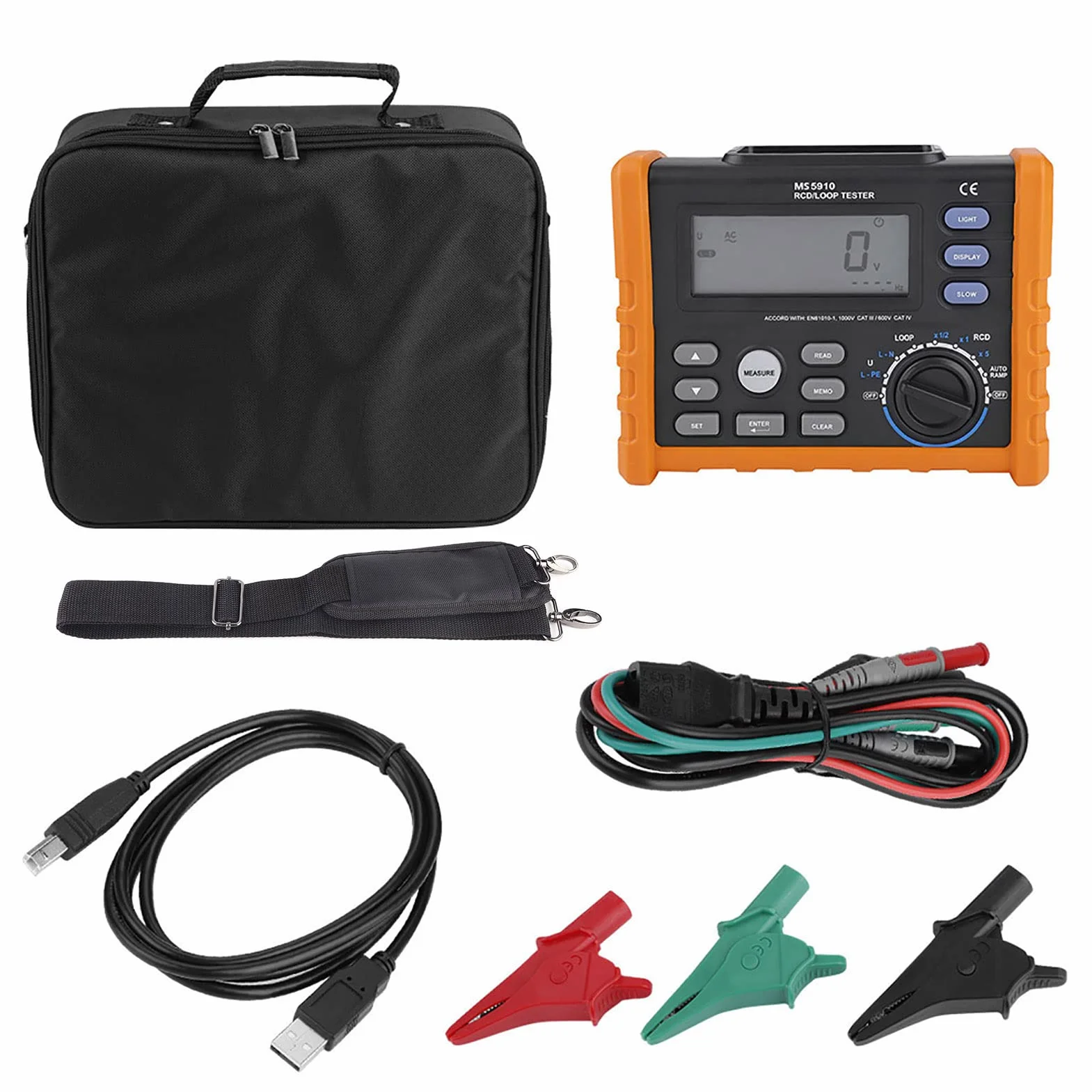Bewinner PEAKMETER MS5910 Cyfrowy Tester RCD i Miernik Rezystancji Pętli, Wielofunkcyjny Tester Elektryczny z Prądem/czasem Zadziałania, Napięciem Kontaktowym, Przechowywaniem Danych i USB,