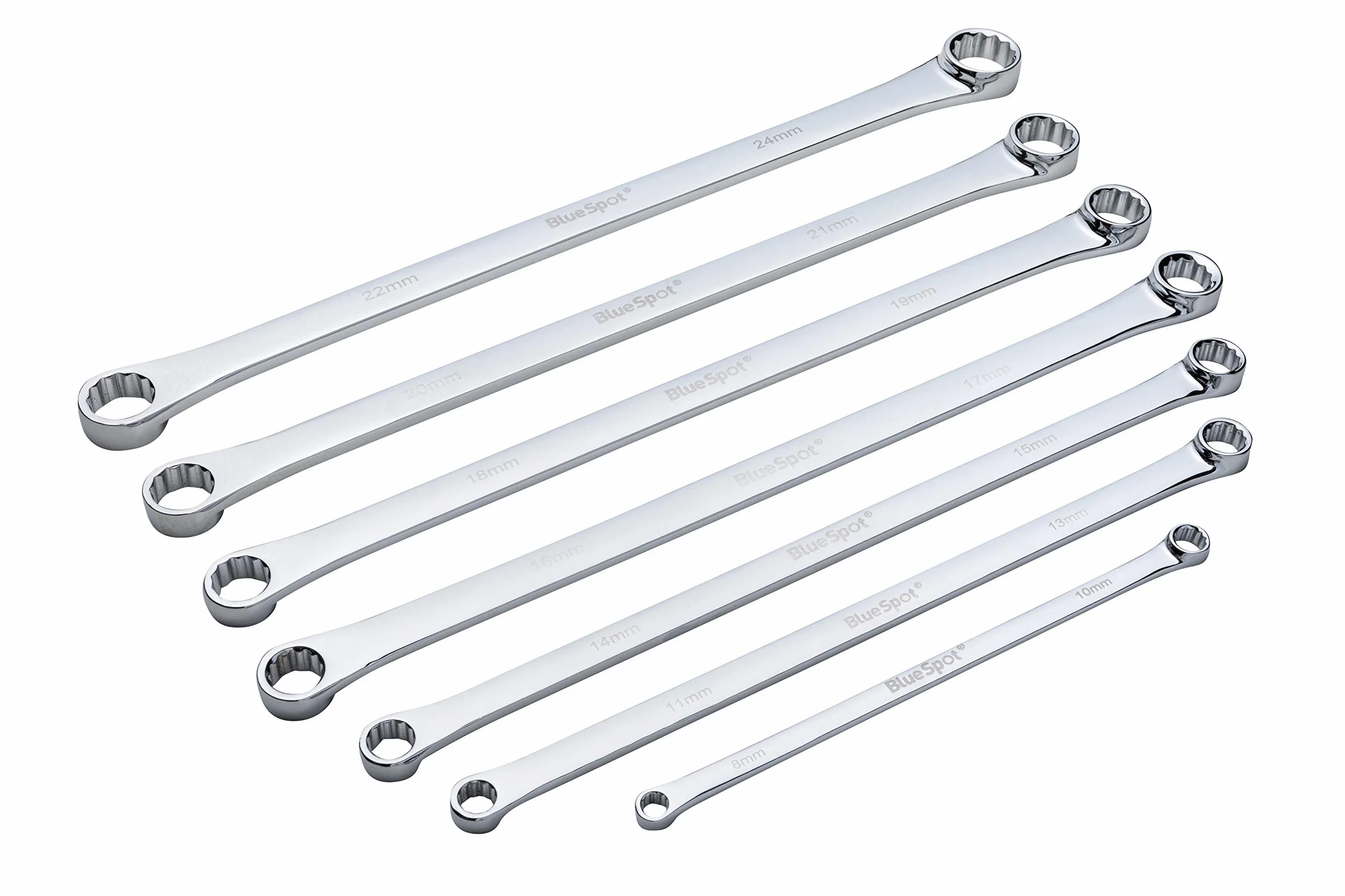 BlueSpot Tools 04305 zestaw 7 szt. bardzo długich kluczy pierścieniowych (8-24 mm)