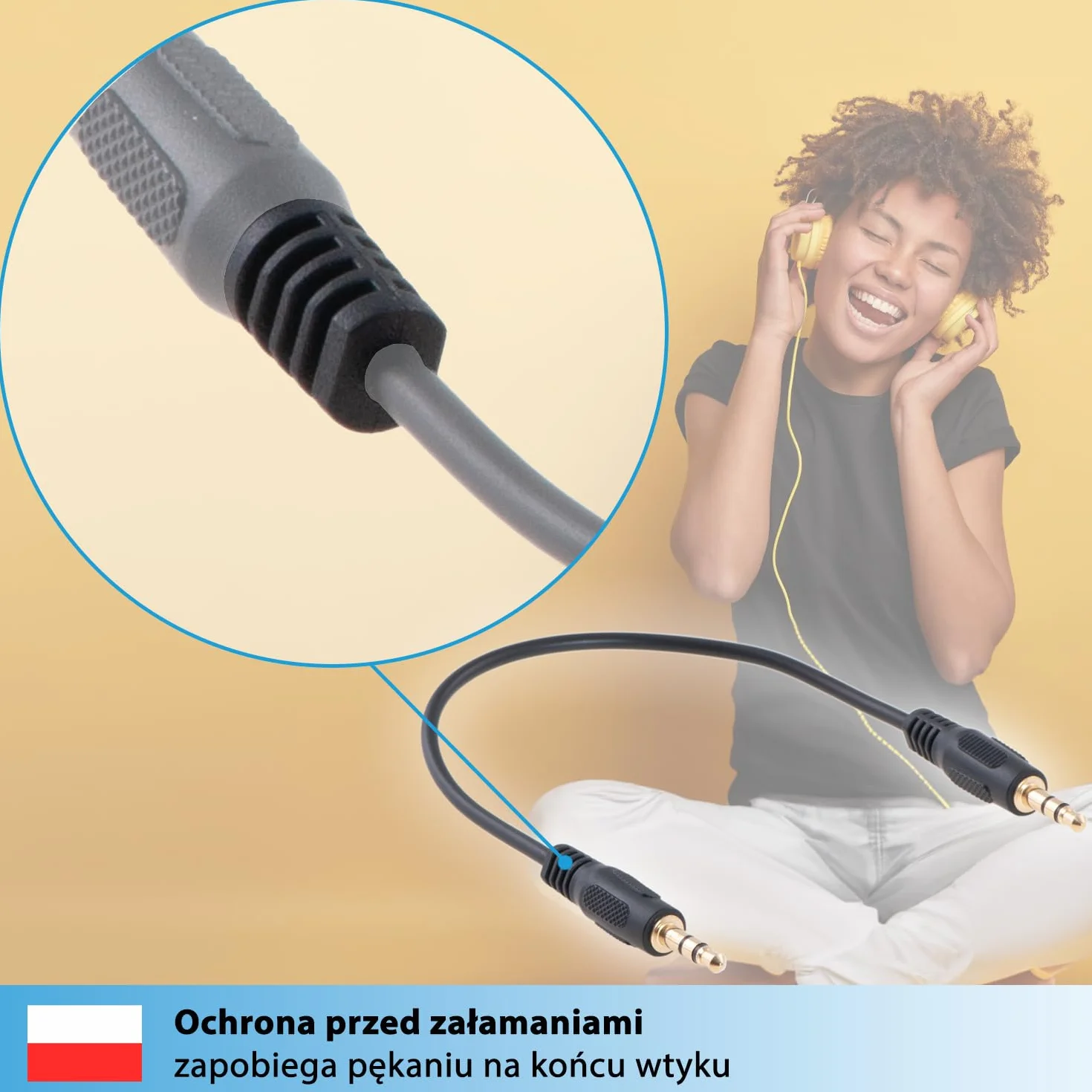 Kabel AUX 20 cm 3,5 mm jack audio czarny
