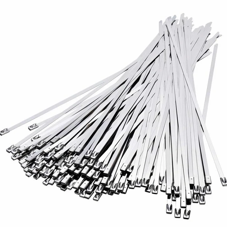 Opaska zapinana na zamek 100 szt. Uniwersalny kabel blokujący Metalowe opaski zaciskowe Opaski zaciskowe do kabli ze stali nierdzewnej Zamykana metalowa opaska zaciskowa z zamkiem wydechowym powleka