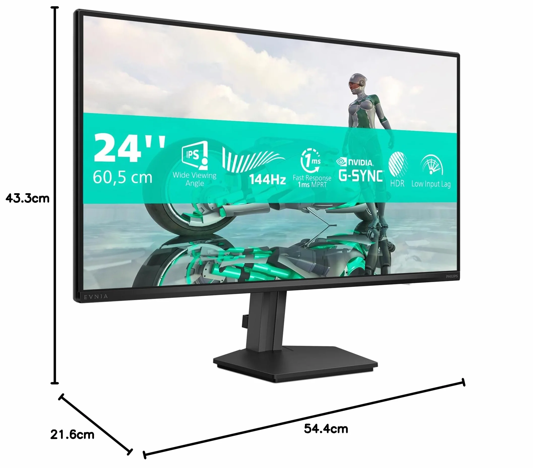Philips Evnia 24M2N3200NF 24-calowy monitor gamingowy Full HD 144 Hz 1920x1080 HDMI 2.0 DisplayPort 1.4 czarny