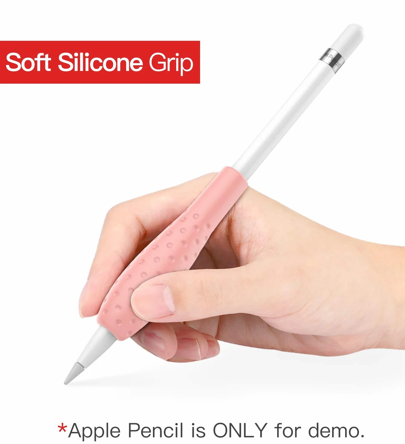 MoKo Silicone Grip Holder Ergo Protective Sleeve Case for Apple Pencil 1st 2nd Generation 2 Pack Gray Pink