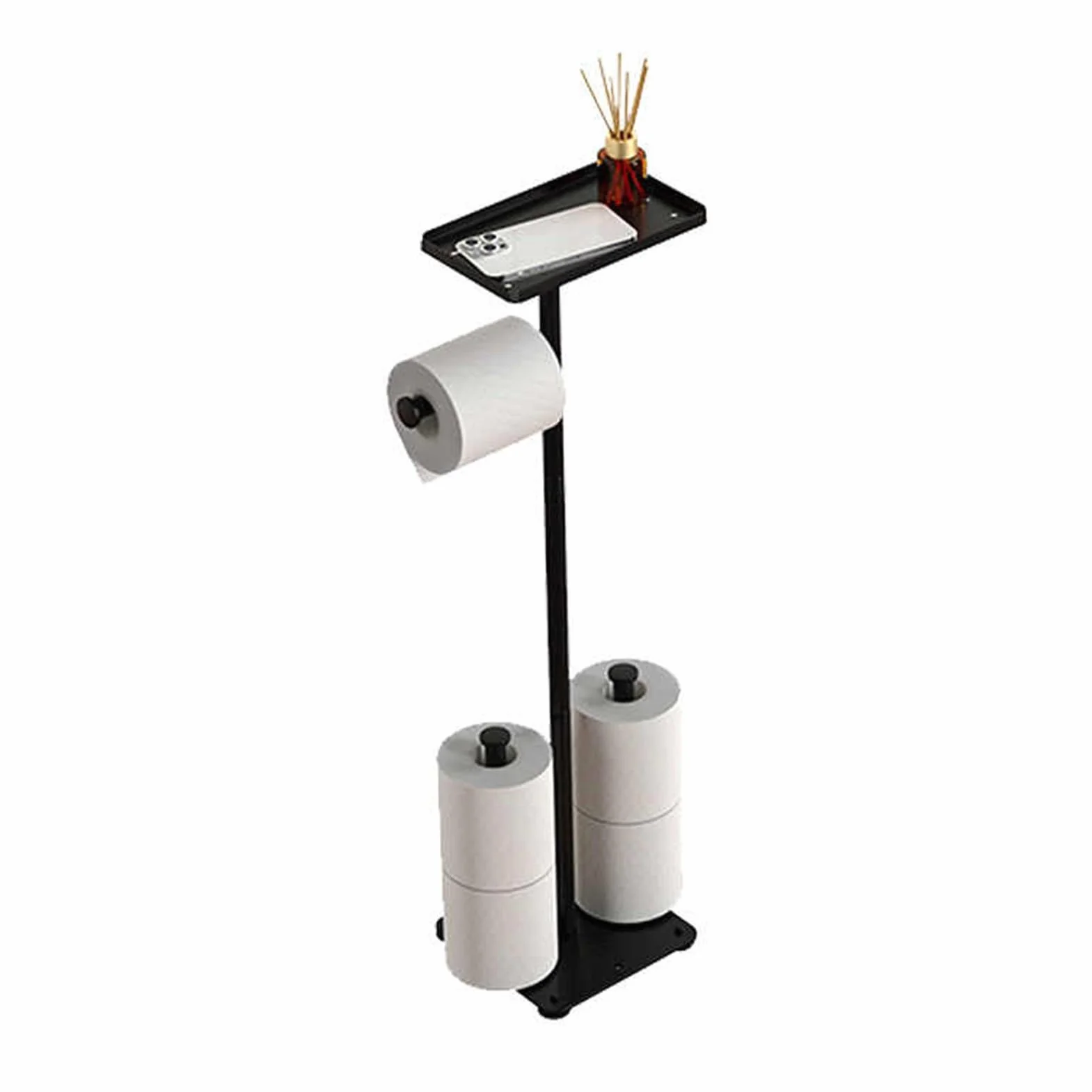 Stojak Na Papier Toaletowy, Wolnostojący Organizer Na Papier Toaletowy, Z Górną Tacą Do Przechowywania I Zapasowym Uchwytem, ​​minimalistyczne Rozwiązanie Do Przechowywania(Style2)