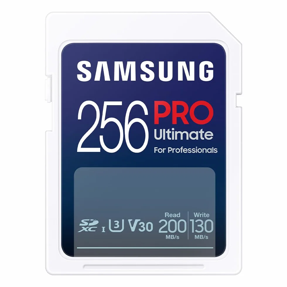 Samsung Karta SD PRO Ultimate 256 GB, UHS-I U3, Full HD i 4K UHD, odczyt 200 MB/s, zapis 130 MB/s, karta pamięci do smartfona, drona lub kamery, w zestawie czytnik kart USB, MB-SY256SB/WW
