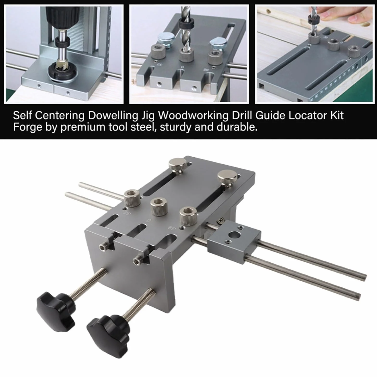 Dowel Jig kołkownica 3w1, na kołki 6 mm, 8 mm, 10 mm, 15 mm, obróbka drewna, samocentrująca prowadnica do szablonów kołkowych, zestaw prowadnic z akcesoriami, wysoka precyzja
