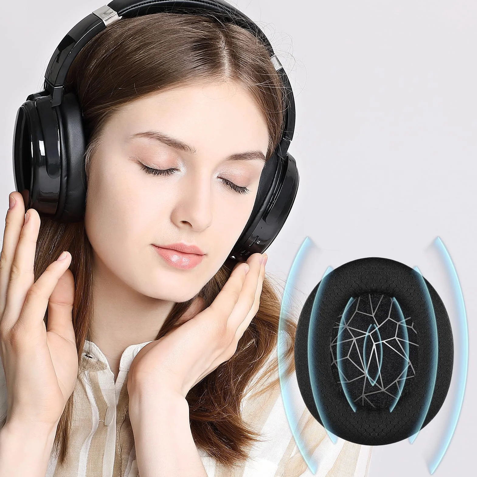 1 para nauszników i 1 zapasowa opaska do SteelSeries Arctis 7/7+/7P/7P+/7X/7X+/9/9X/Pro/Prime Wireless Gaming Słuchawki z pianką izolacyjną akustyczną wymienna (czarny + biały)