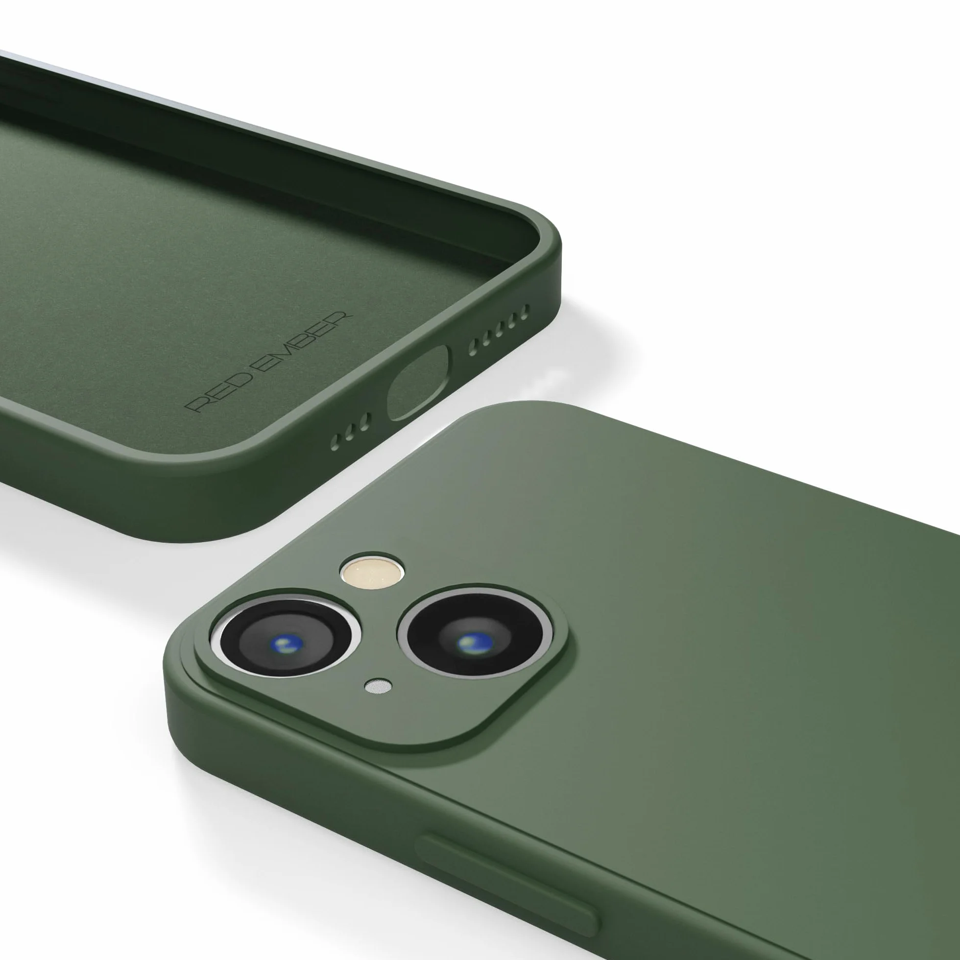 Etui ochronne z płynnego silikonu Red Ember na iPhone 13, odporne na wstrząsy, matowe wykończenie, zielony