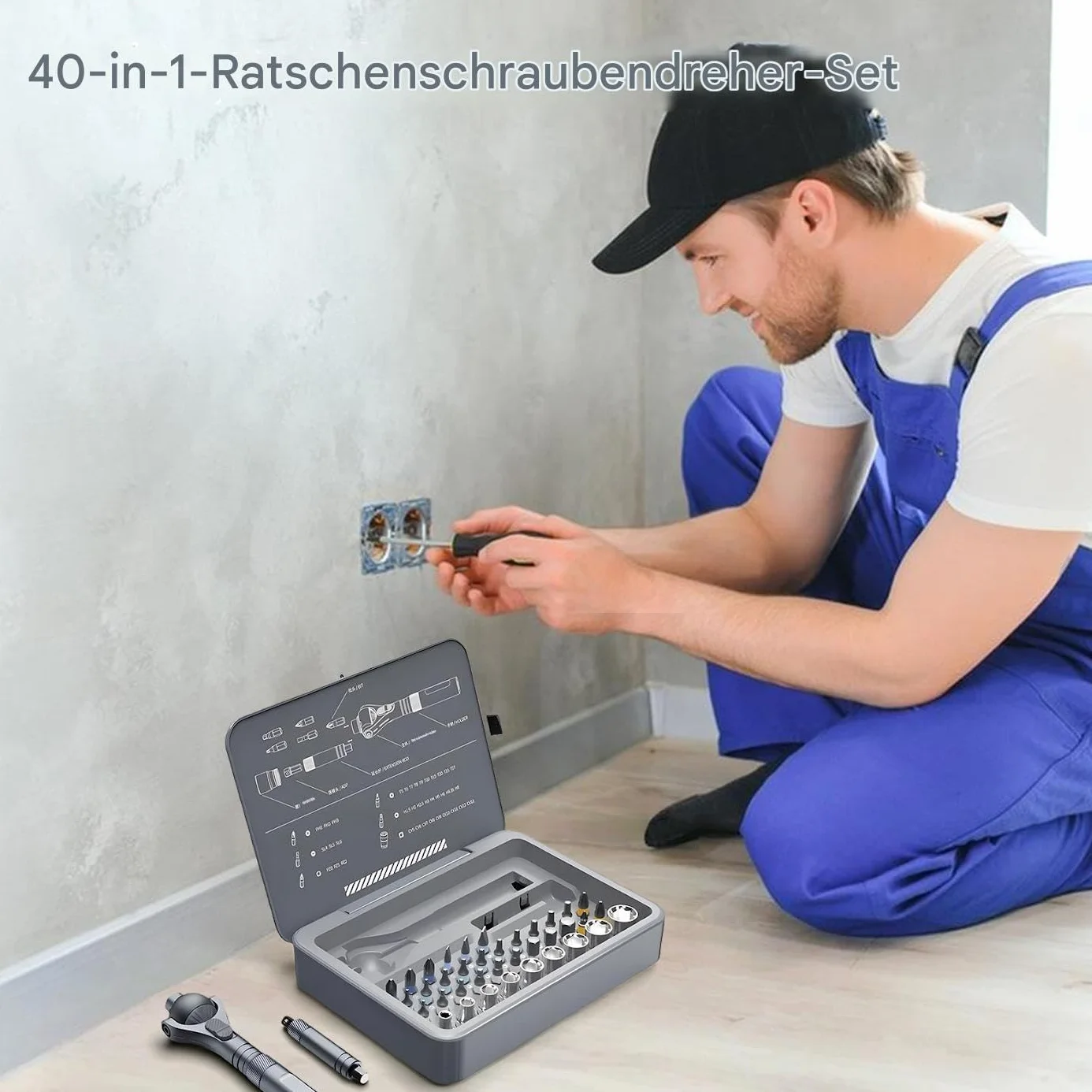 Zestaw śrubokrętów grzechotkowych 40 W 1 Precyzyjny Ergonomiczny | Zestaw bitów wkrętaka mechanika Dla mechaników, elektryków, elektroników, budownictwa, stolarstwa, hydraulików, do
