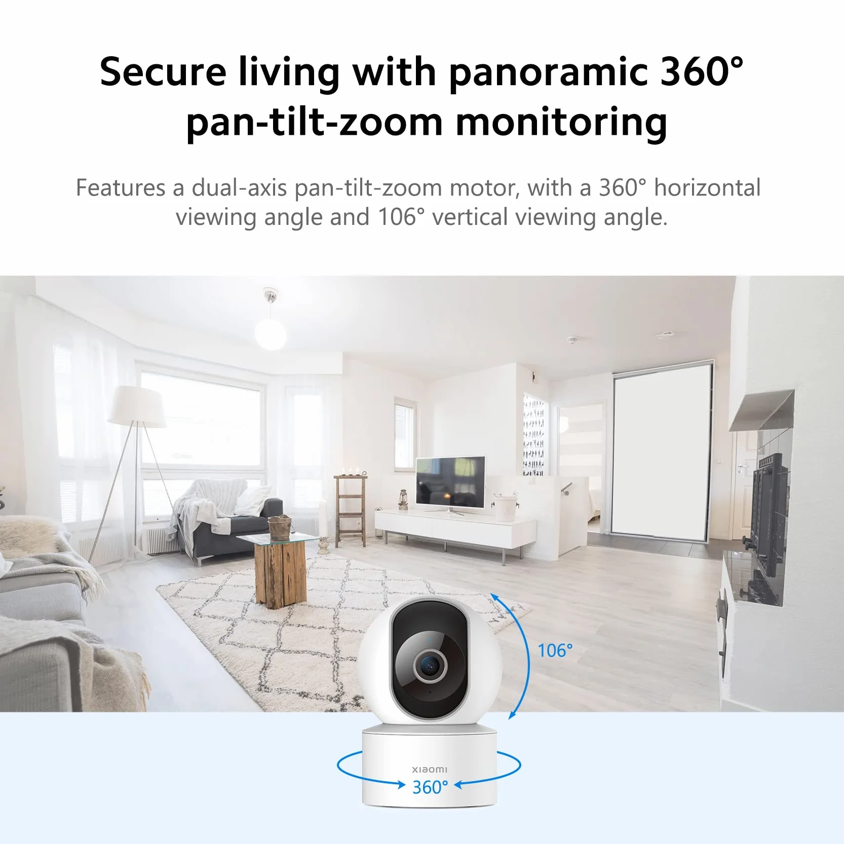XIAOMI Mi Smart C200 Kamera Wewnętrzna 360° 1080p Wi-Fi, Inteligentne Wykrywanie AI, Dwukierunkowy Dźwięk, Biały