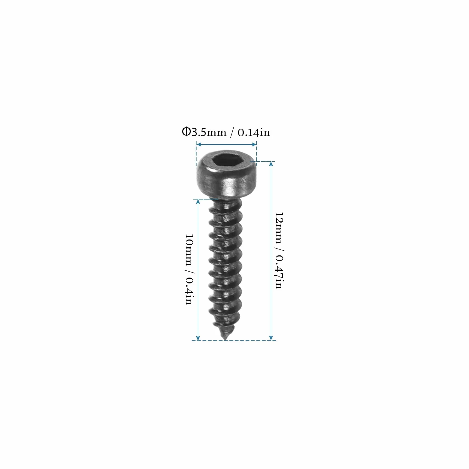 QUARKZMAN Wkręty samogwintujące 2 mm x 10 mm x 100 szt. pełny gwint, stal węglowa, sześciokątne, płaskie, wkręty samogwintujące, do mebli, łóżka, krzeseł [czarne]