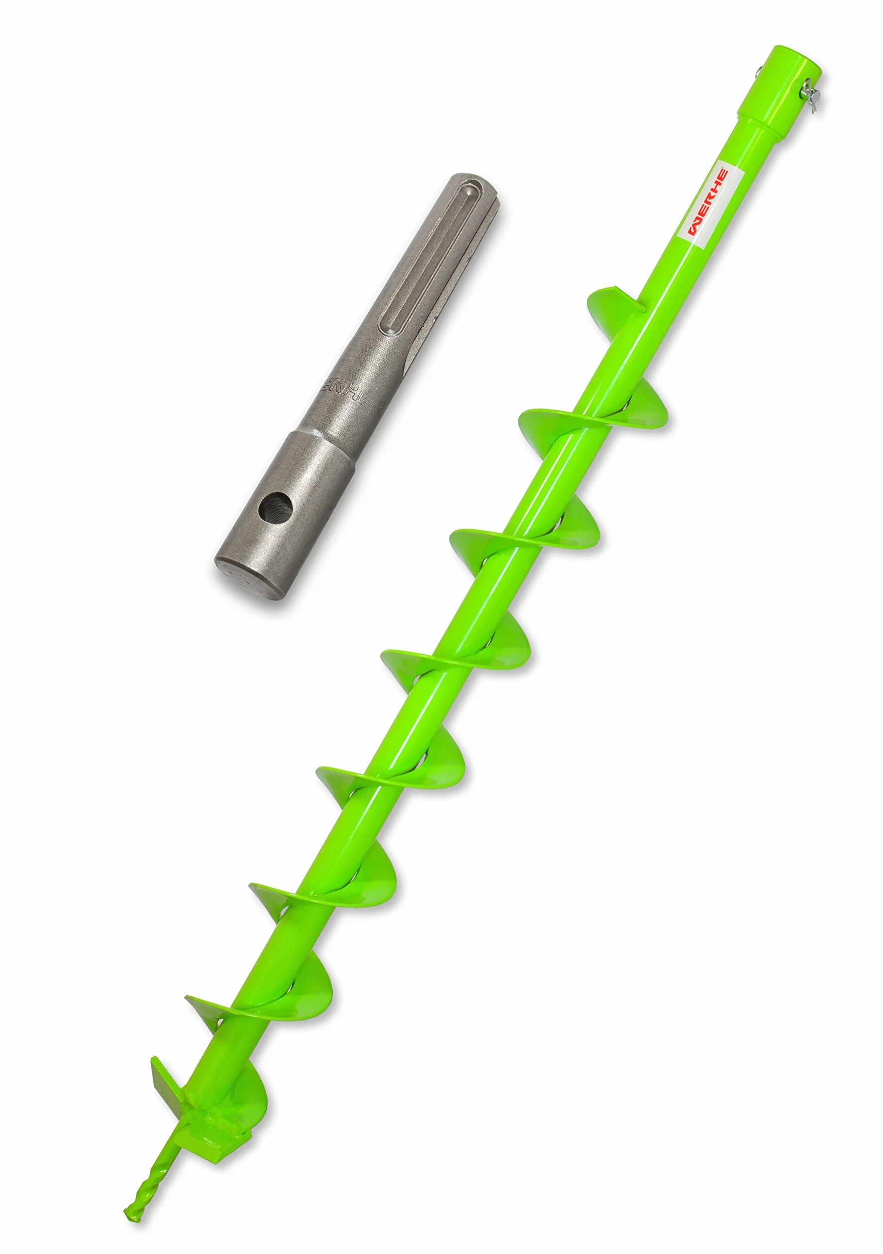 WERHE świder ziemny 80 mm, lita stal, SDS Max uchwyt, długość 800 mm | hartowany grot centrujący, głębokość robocza ok. 760 mm, sprawne wybieranie ziemi, w zestawie adapter do młotowiertarki