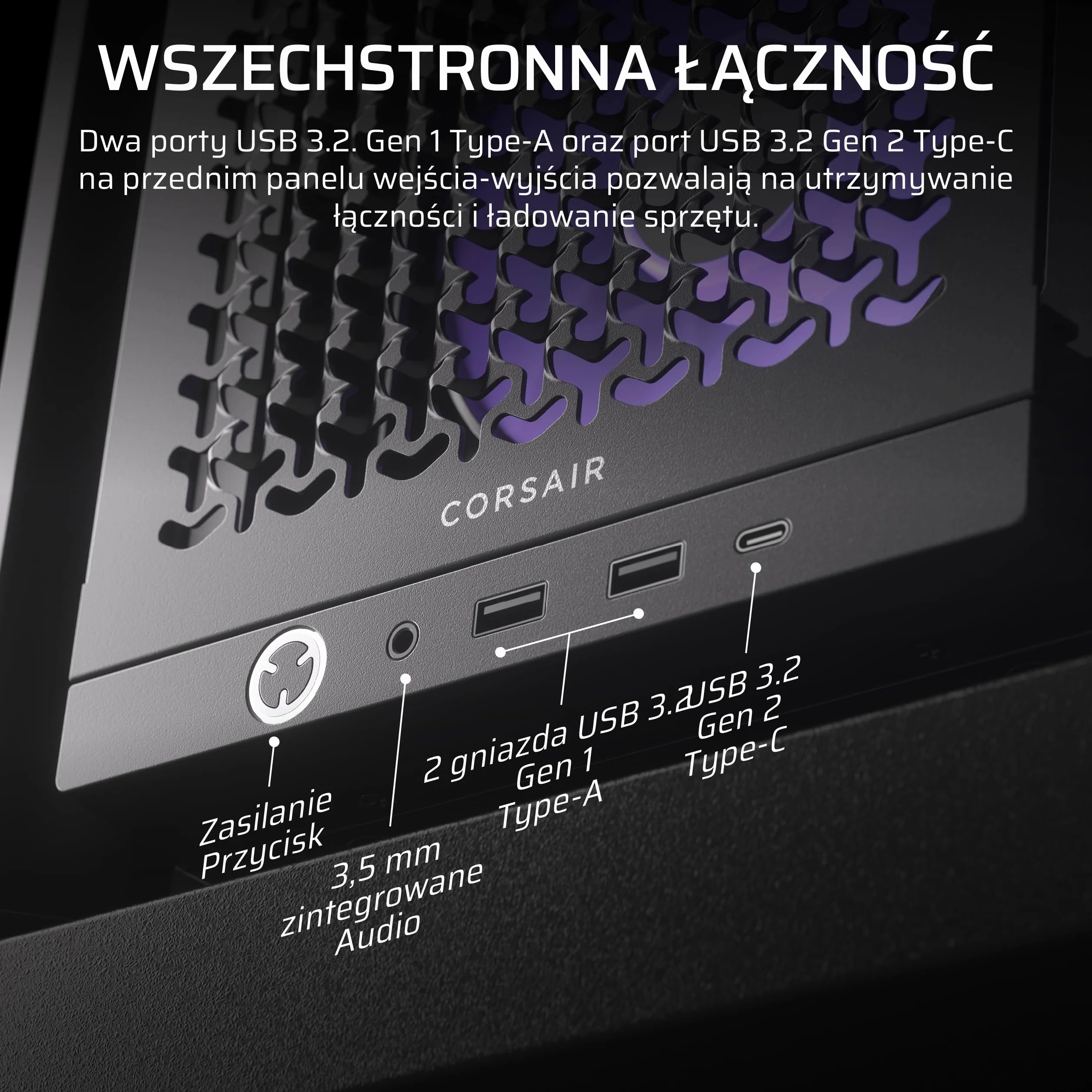 CORSAIR FRAME 4000D RS ARGB Modułowa Mid–Tower ATX Obudowa Komputerowa – Wysoki Przepływ Powietrza, 3x Wstępnie Zainstalowane Wentylatory RS ARGB, System Montażu Wentylatorów InfiniRail™ – Czarny