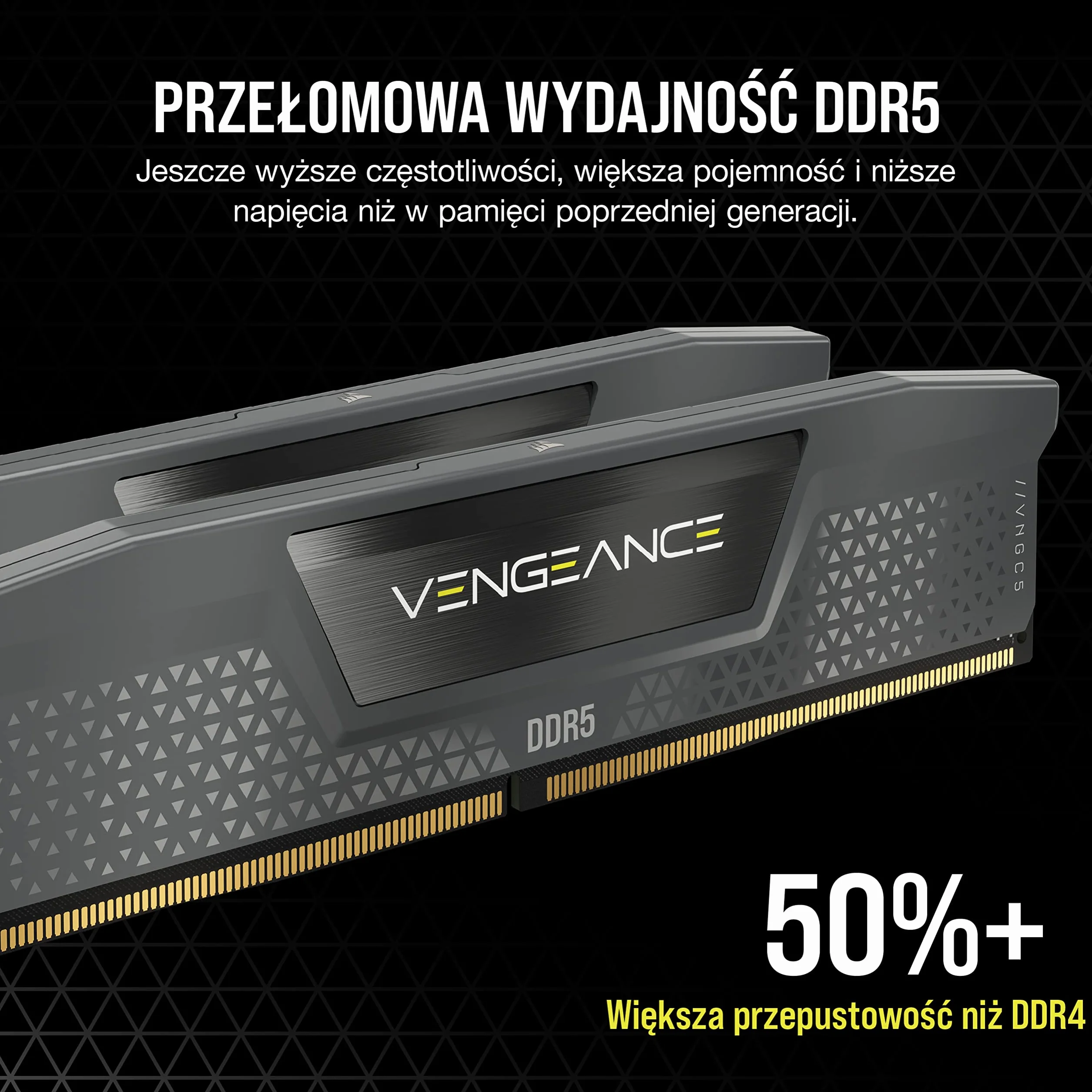CORSAIR VENGEANCE DDR5 32GB (2x16GB) 6000MHz CL36 AMD EXPO Intel XMP iCUE Pamięć Komputerowa Szara