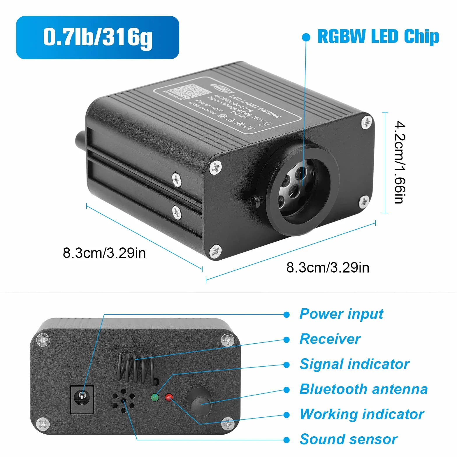 CHINLY Gwiaździste niebo samochód światło z włókna optycznego do samochodu/sufitu, 16W migające 300szt (0,75mm+1,0mm+1,5mm)*3m Bluetooth RGBW APP/pilot zdalnego sterowania LED gwiaździste niebo włókno
