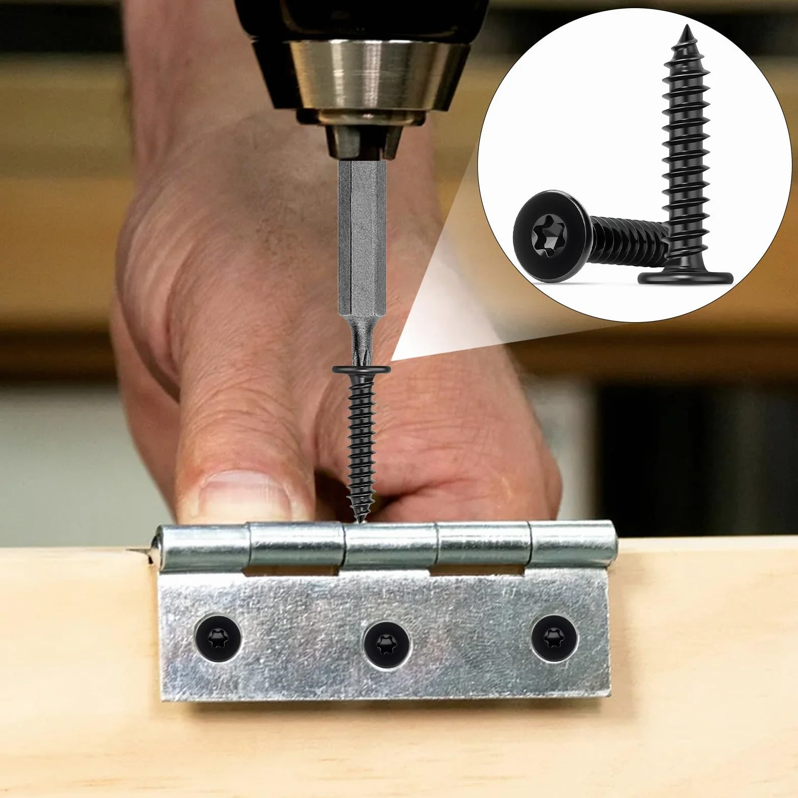 Wkręty do drewna M4 x 10 mm, stal nierdzewna, 100 sztuk, wkręty samogwintujące Torx, czarne, śruby ze stali nierdzewnej, wkręty do drewna, wkręty z płaskim łbem