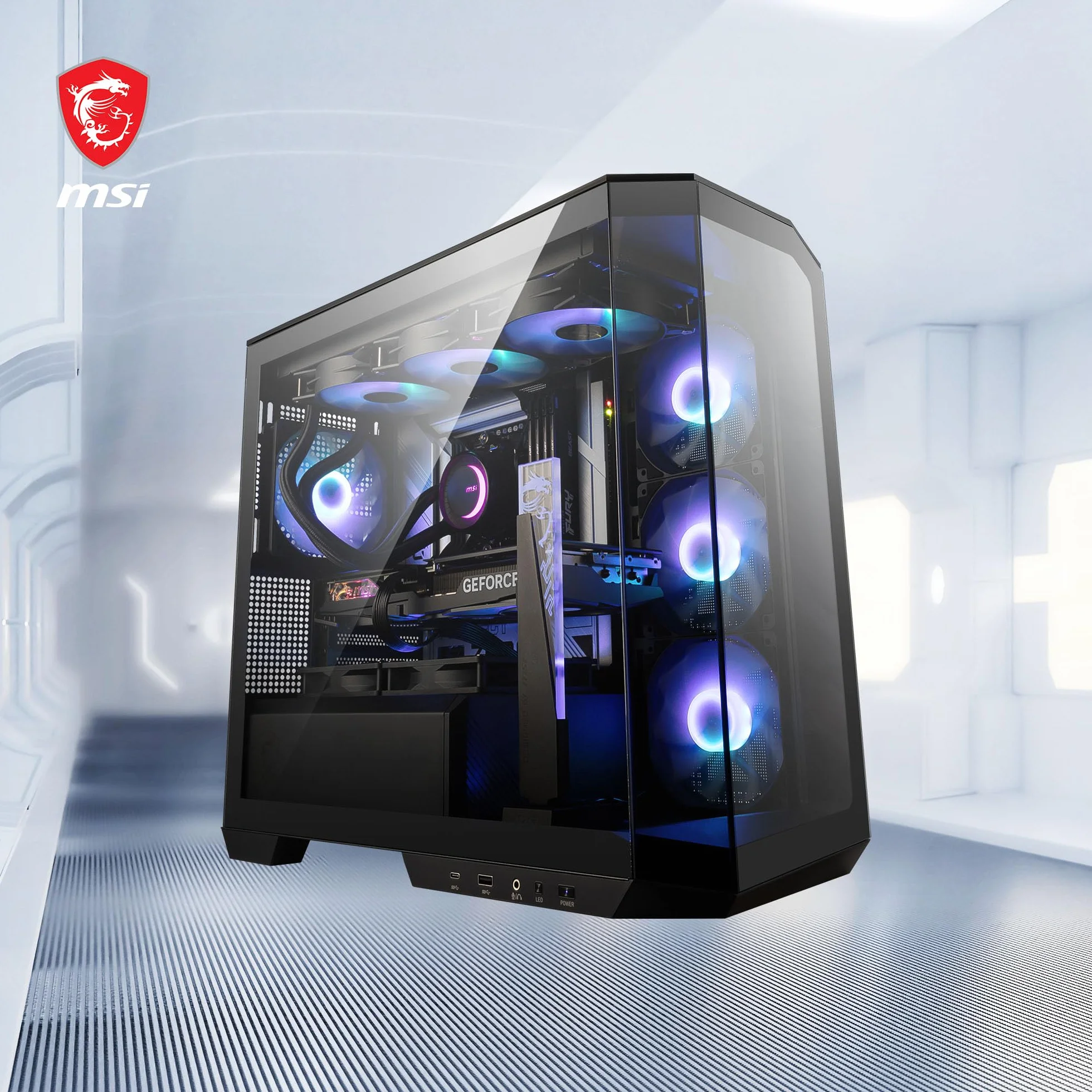 MSI MAG PANO M100R PZ mATX obudowa PC 3x120 mm wentylator ARGB Reverse Blade ARGB 120 mm koncentrator