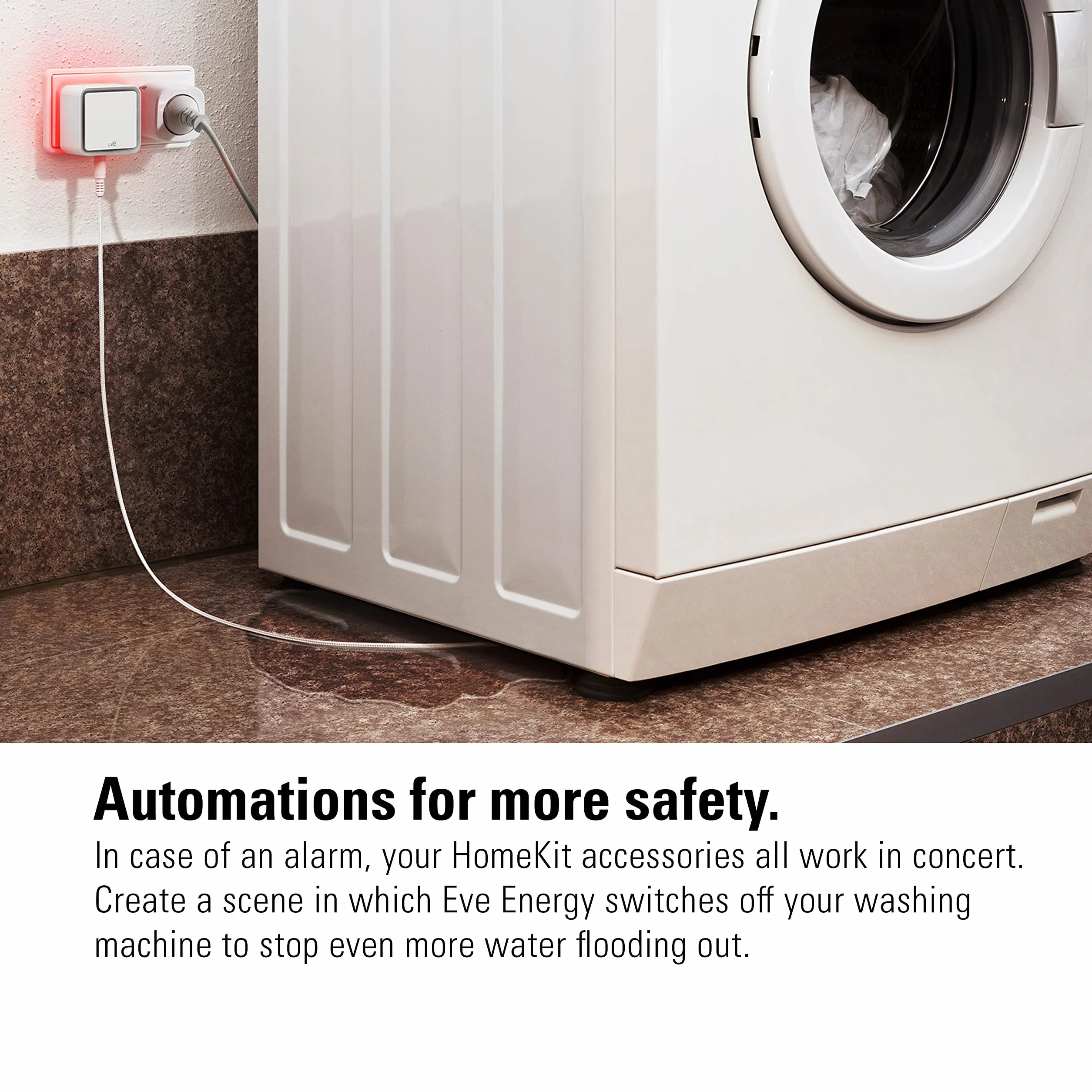 Eve Water Guard - inteligentny czujnik zalania, 2 m kabel, 100 dB alarm, iPhone, iPad, Apple Watch, Apple HomeKit, Bluetooth & Thread