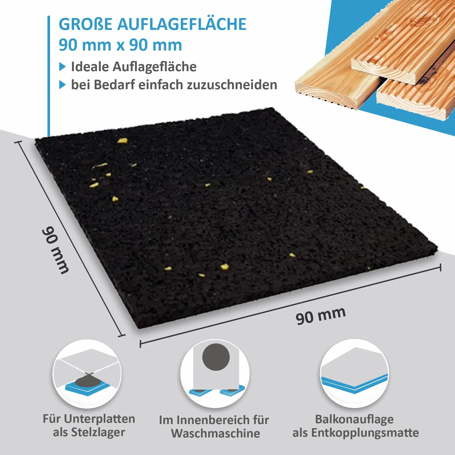 50 sztuk podkładka tarasowa 6 mm, granulat gumowy, konstrukcja tarasu