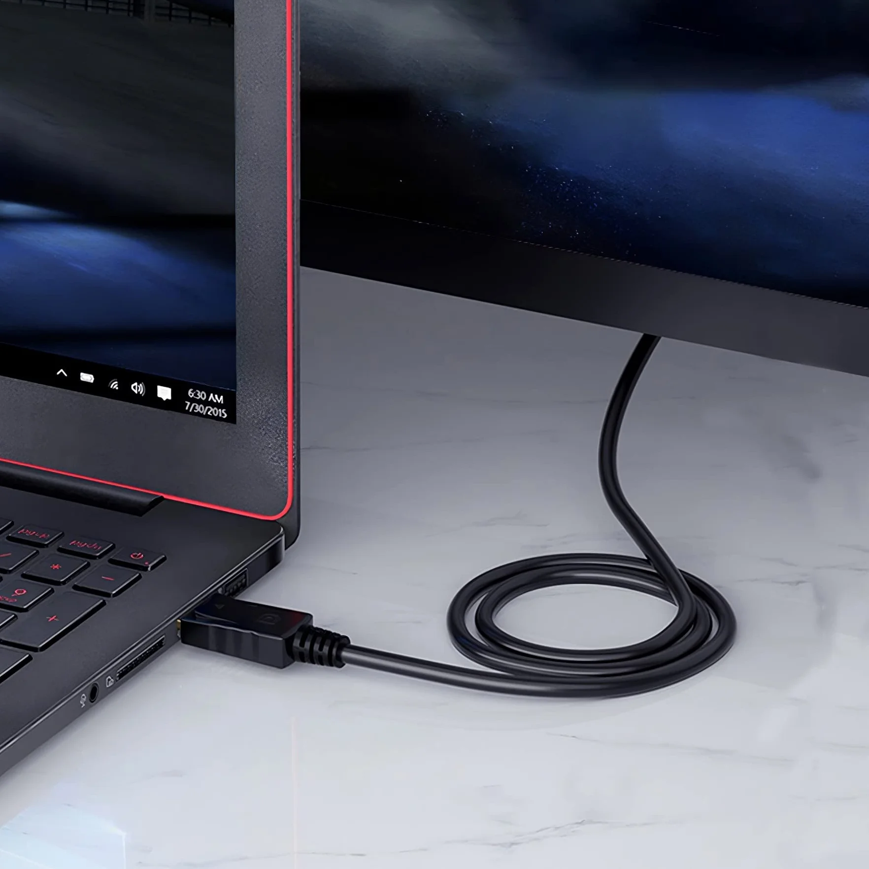 Retoo Adapter DisplayPort na HDMI, 4K Display Port na HDMI, adapter żeński HDMI, kompatybilny z HDTV, monitorem, projektorem, biurkiem, Surface, kablem ekranowym 1,8 m, czarny