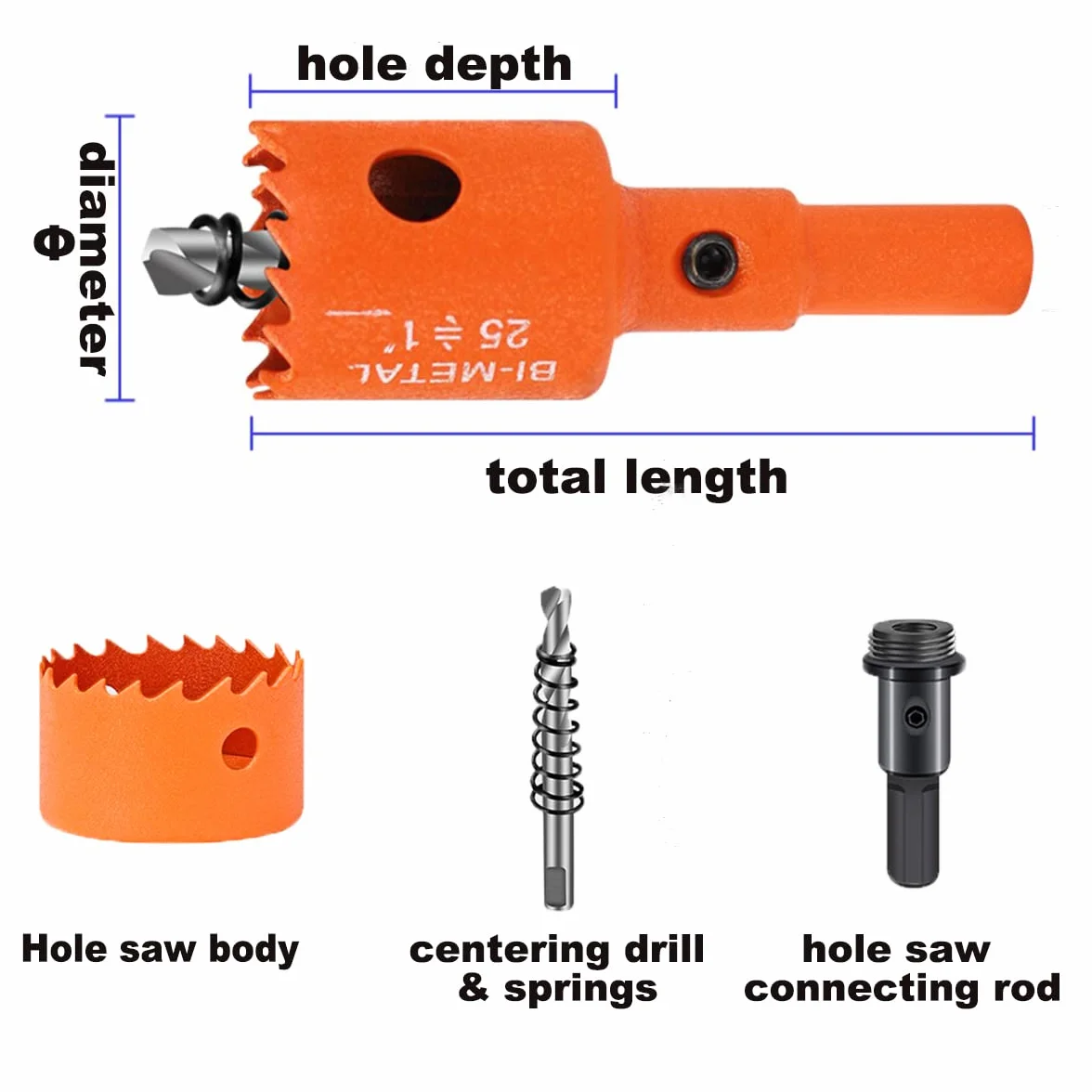 Otwornica, otwornica 200 mm, otwornice bimetaliczne M42 HSS z adapterem i wiertłem pilotującym. Głębokość cięcia 32 mm, otwieracz do cienkich metali aluminium drewno pcv tworzywo sztuczne/czerwony, 20