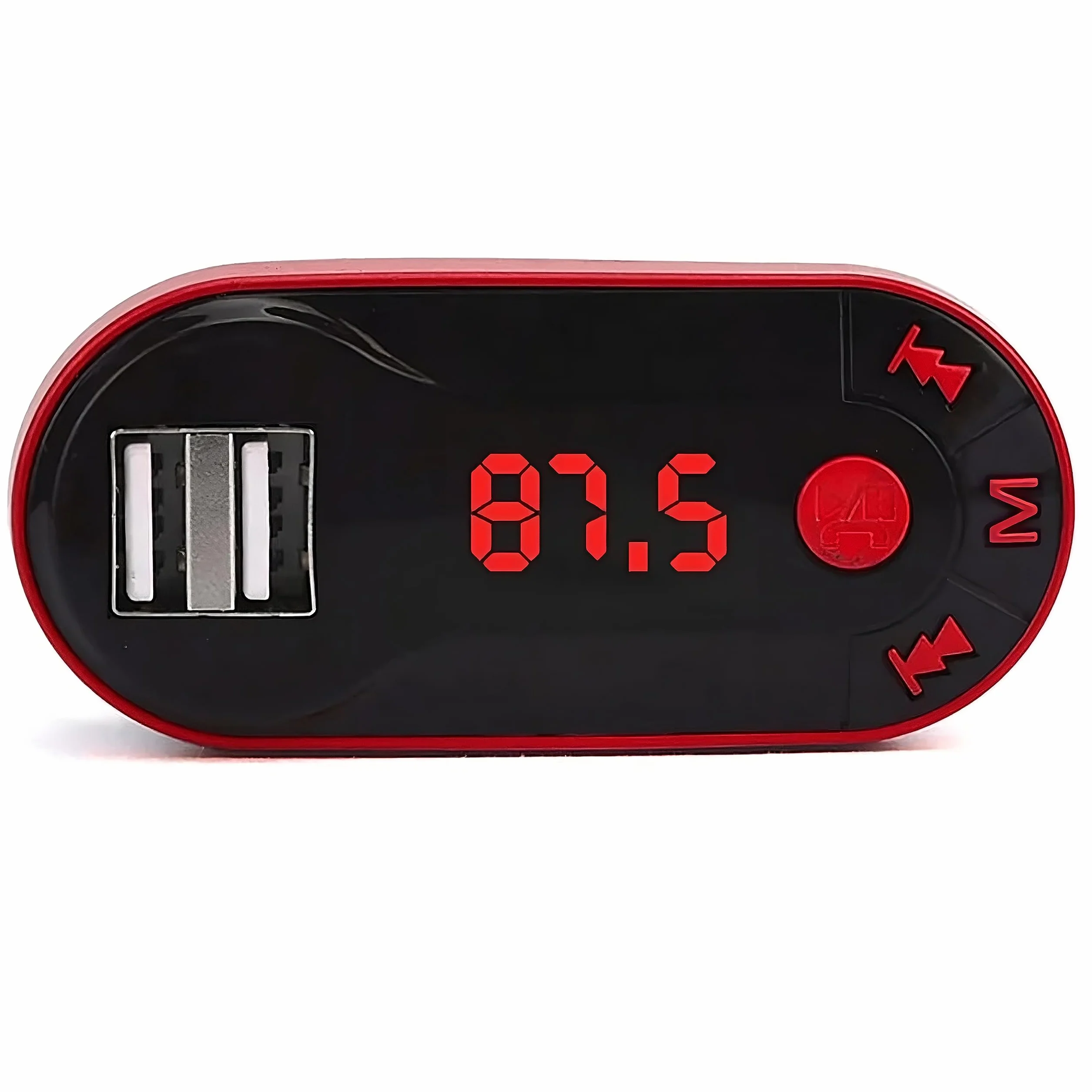 Retoo Samochodowy transmiter Bluetooth FM z adapterem radiowym, ładowarka Dual USB, wyświetlacz LCD, zestaw głośnomówiący, obsługuje kartę microSD, pilot zdalnego sterowania, ładowarka USB 2,1 A i