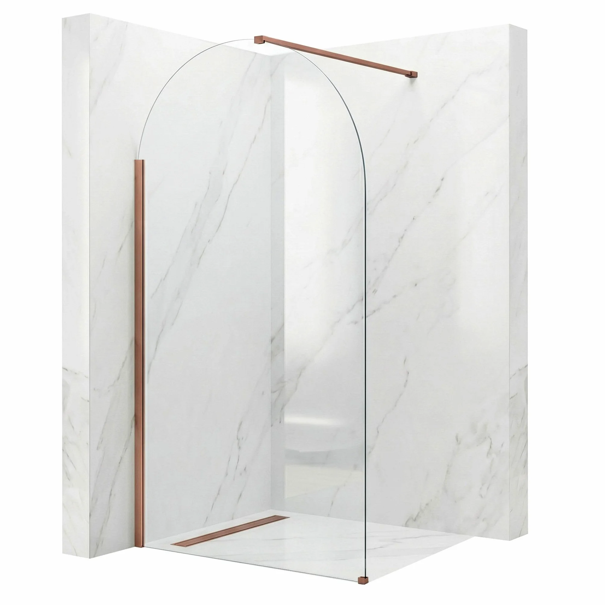 Rea - Ścianka Prysznicowa Walk-in Heaven Brush Copper 100-0,8x100x200 cm