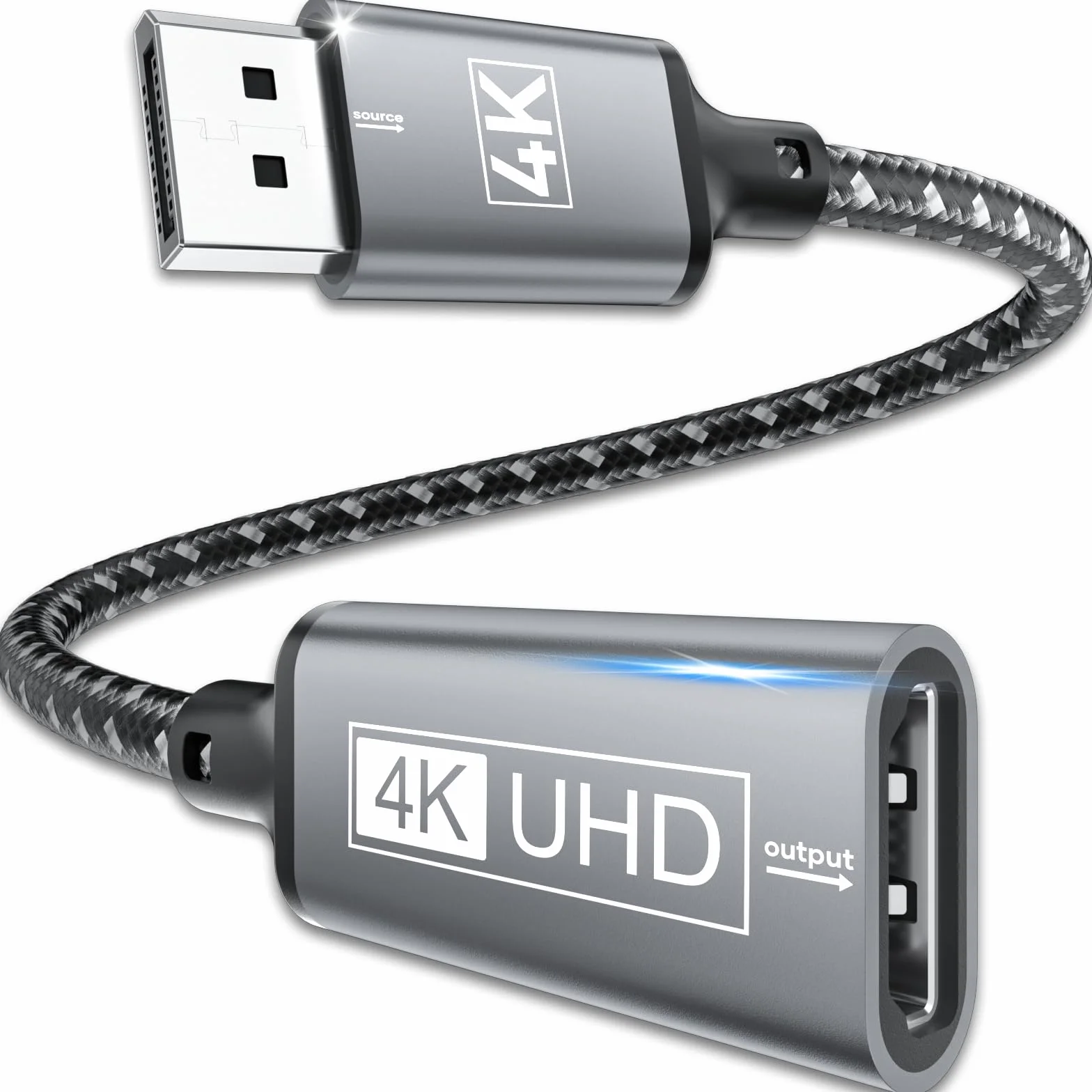 Adapter DisplayPort na HDMI pleciony męski żeński kompatybilny z laptopami komputerami stacjonarnymi Lenovo Dell HP