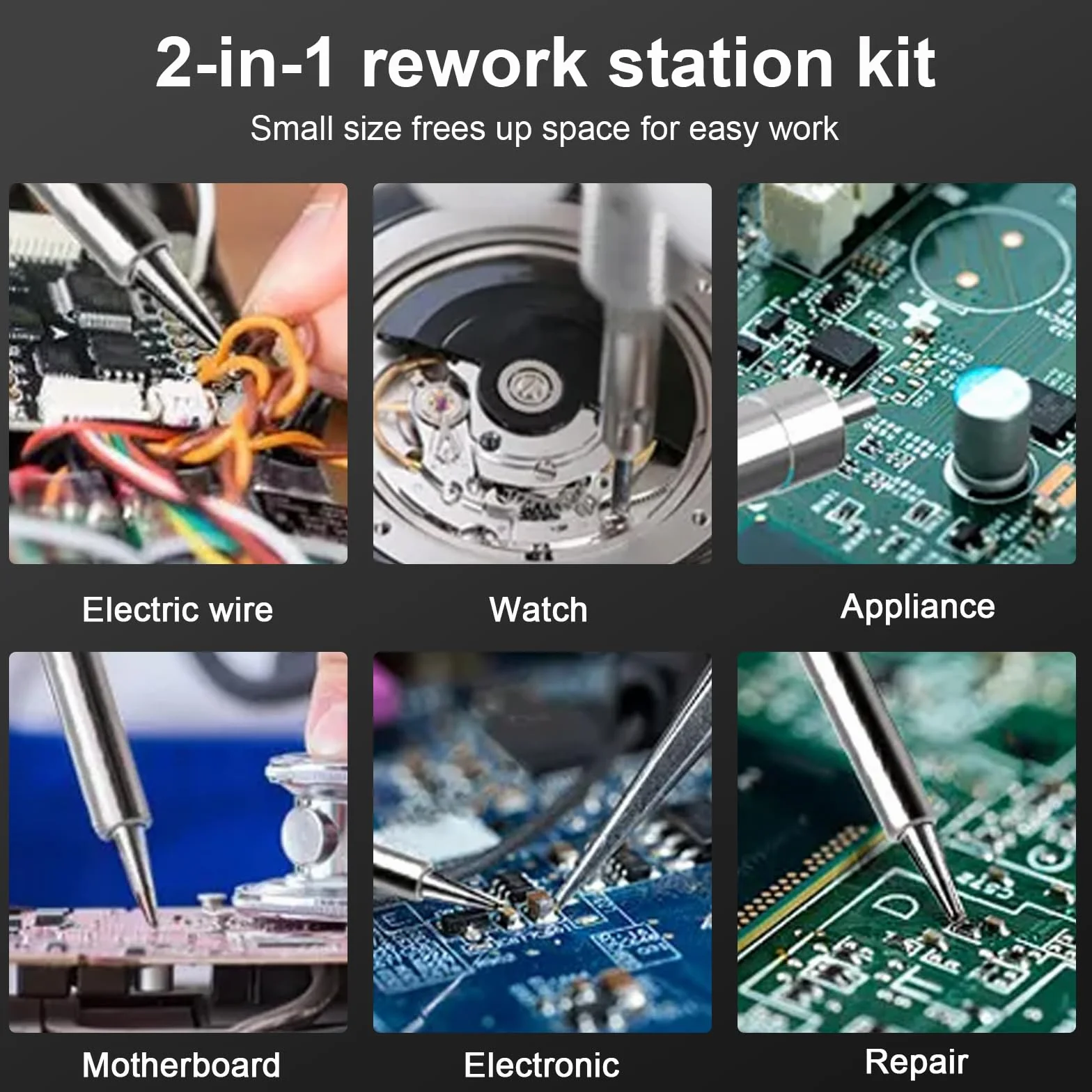 2 W 1 Mocy Zestaw Stacji Lutowniczej 760 W, Cyfrowy Wyświetlacz 180-500°C, Lutownica Elektryczna + Opalarka 8586D, Przenośne Narzędzie Do Lutowania, Do Naprawy Sprzętu Elektronicznego W Domu