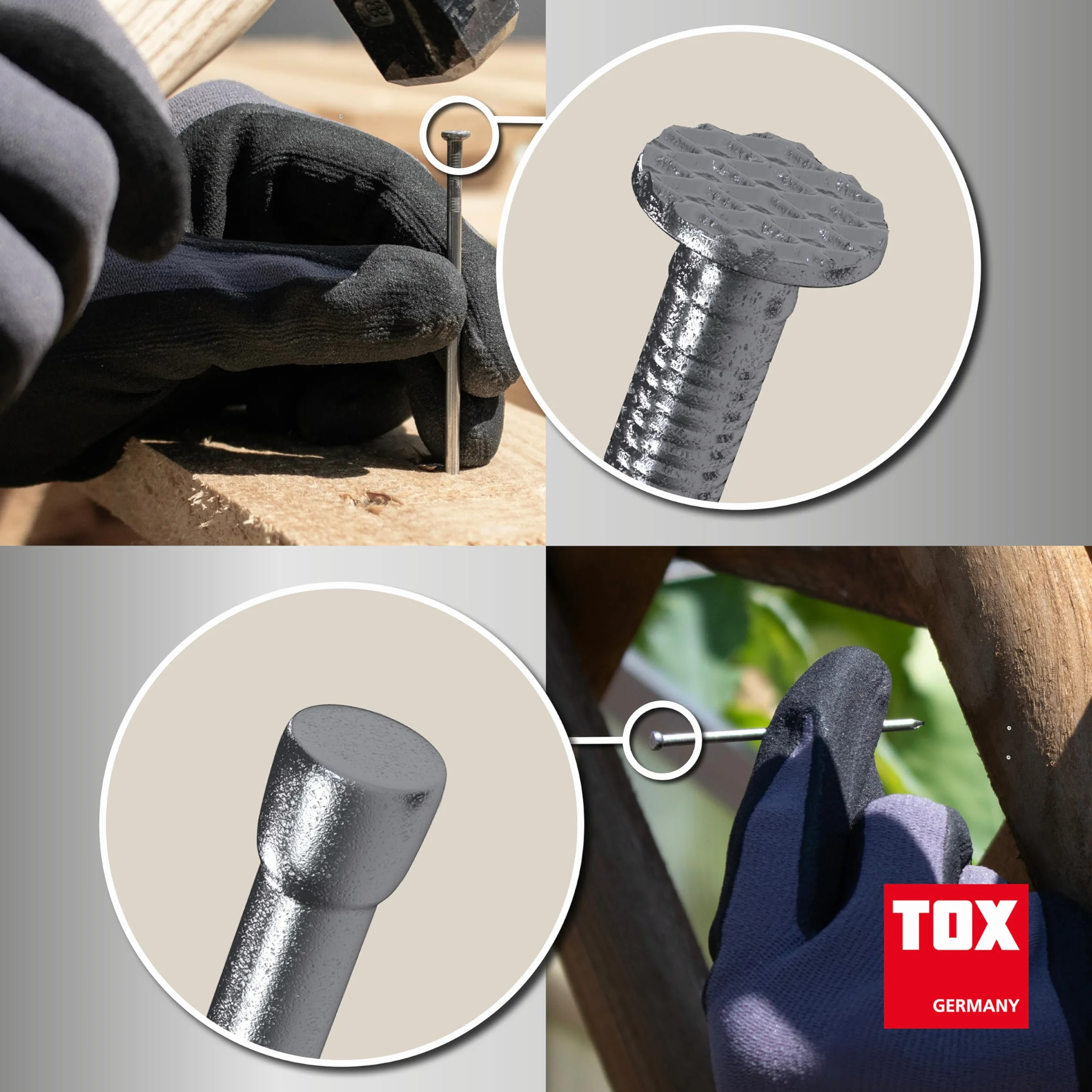 TOX Zestaw gwoździ 4 rozmiary z łbem stożkowym do drewna – 2,2x45/2,5x55/3,1x80/3,4x90 mm, stal surowa, 400 g, 063909006