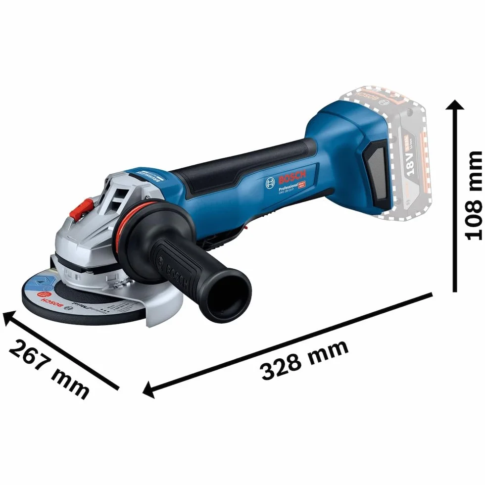 Bosch Professional system 18V: akumulatorowa szlifierka kątowa GWS 18V-10 P (silnik bezszczotkowy, wydajność szlifierki sieciowej 1 000 W, KickBack Control, PROtection switch, walizka L-BOXX)