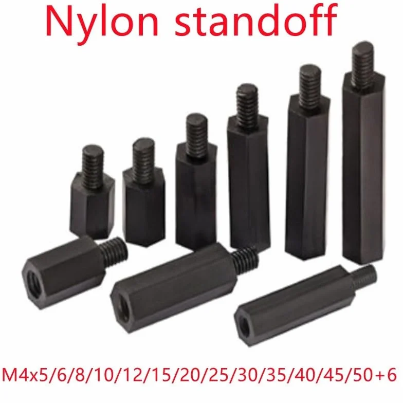 20 szt. Dystans nylonowy M4 * 5/6/8/10/12/15/18/20/25/30/35/40/45/50 + 6 czarny sześciokątny dystans nylonowy (Color : 40mm, Size : M4 20PCS M-F)