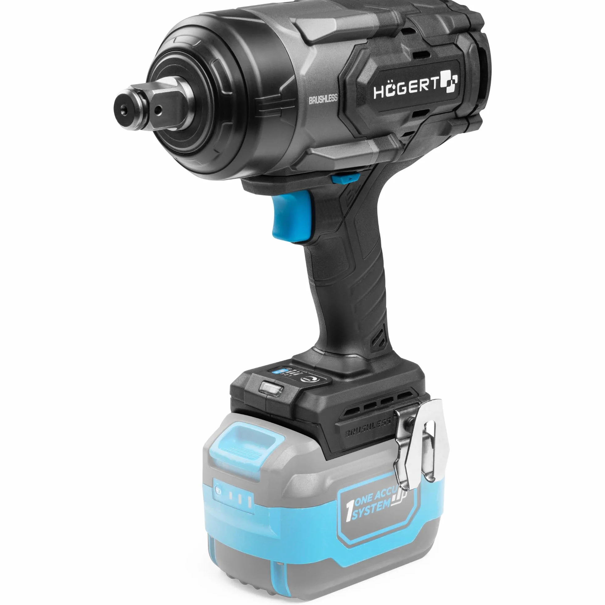 HÖGERT TECHNIK Akumulatorowa wkrętarka impulsowa 18 V 1350 Nm, bezszczotkowy klucz udarowy 3/4", kwadratowy moment obrotowy do warsztatu ciężarówki i metalu, OneAccuSystem