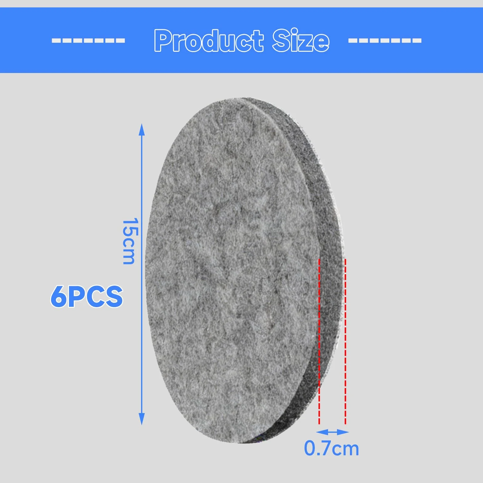 6 Sztuk Filcowych Podkładek Polerskich, Podkładka Polerska, 150 mm, na Rzep, Filcowa, do Drewna, Marmuru, Tarcza Polerska do Szlifierek Mimośrodowych Kompatybilny z Bosch