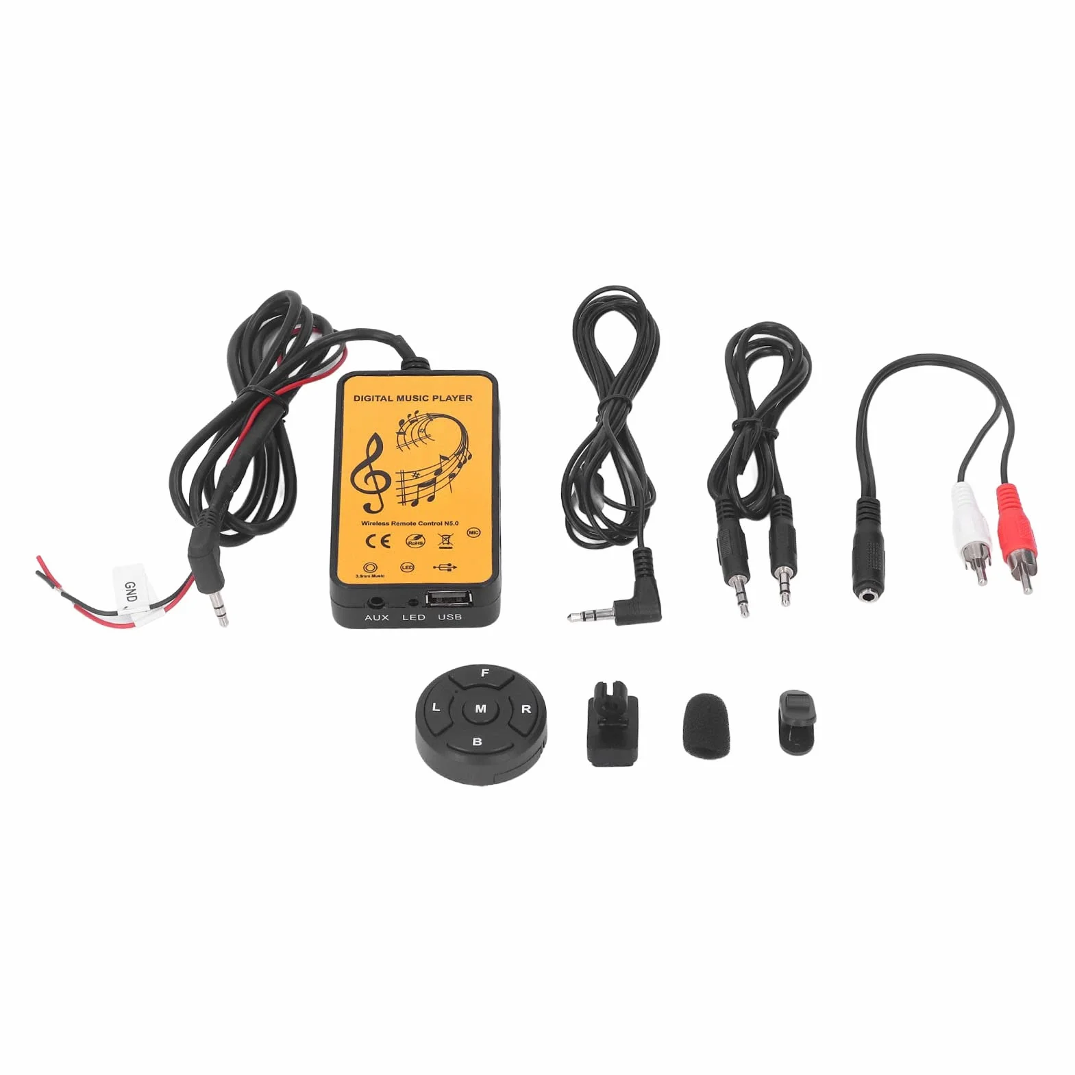 KIMISS Nadajnik Bluetooth AUX do samochodu, adapter bezprzewodowy zestaw głośnomówiący uniwersalny
