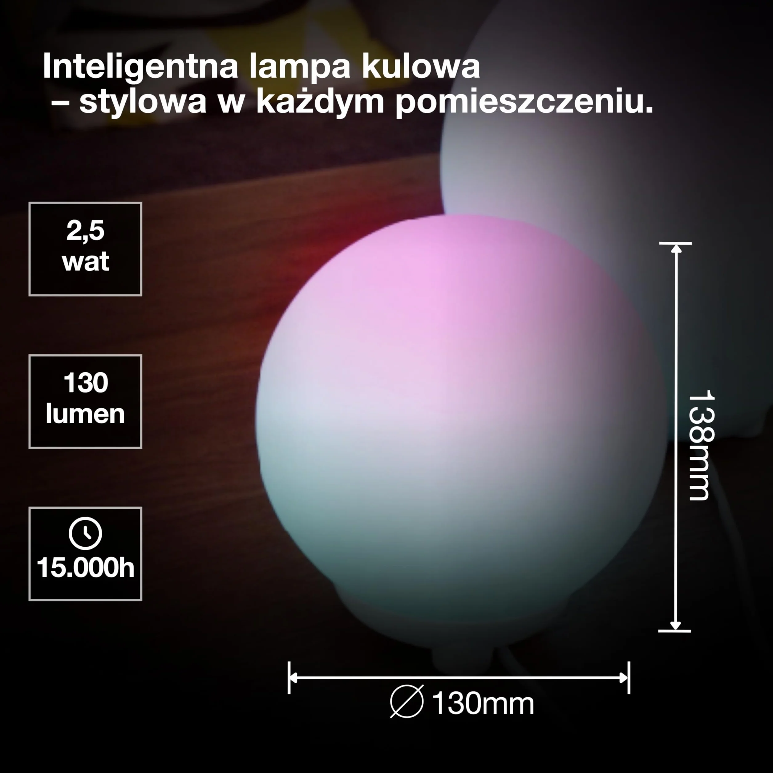 OSRAM Lampa nastrojowa i stołowa SMART+ WIFI BALL LIGHT, czarna, 4 W, 130 lm, dynamiczny efekt świetlny Magic RGB, dwa źródła światła, możliwość przyciemniania, długa żywotność, łatwa instalacja,