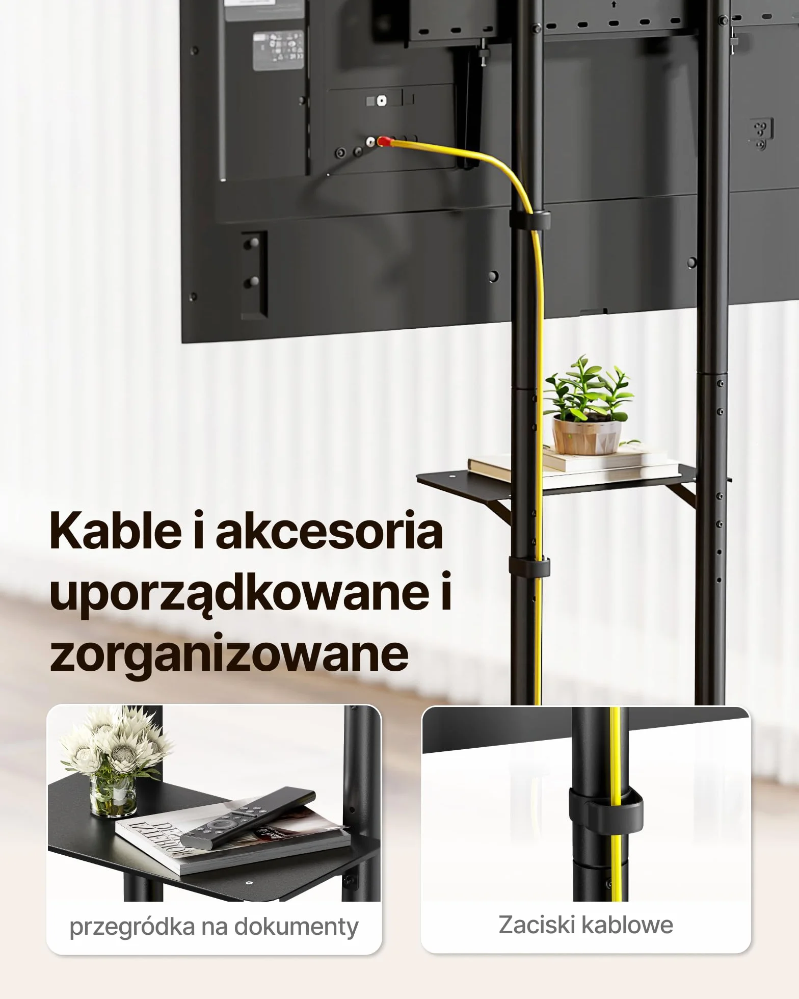 Stojak na telewizor mobilny 32-85 cali udźwig 70 kg VESA 600x400 z półką