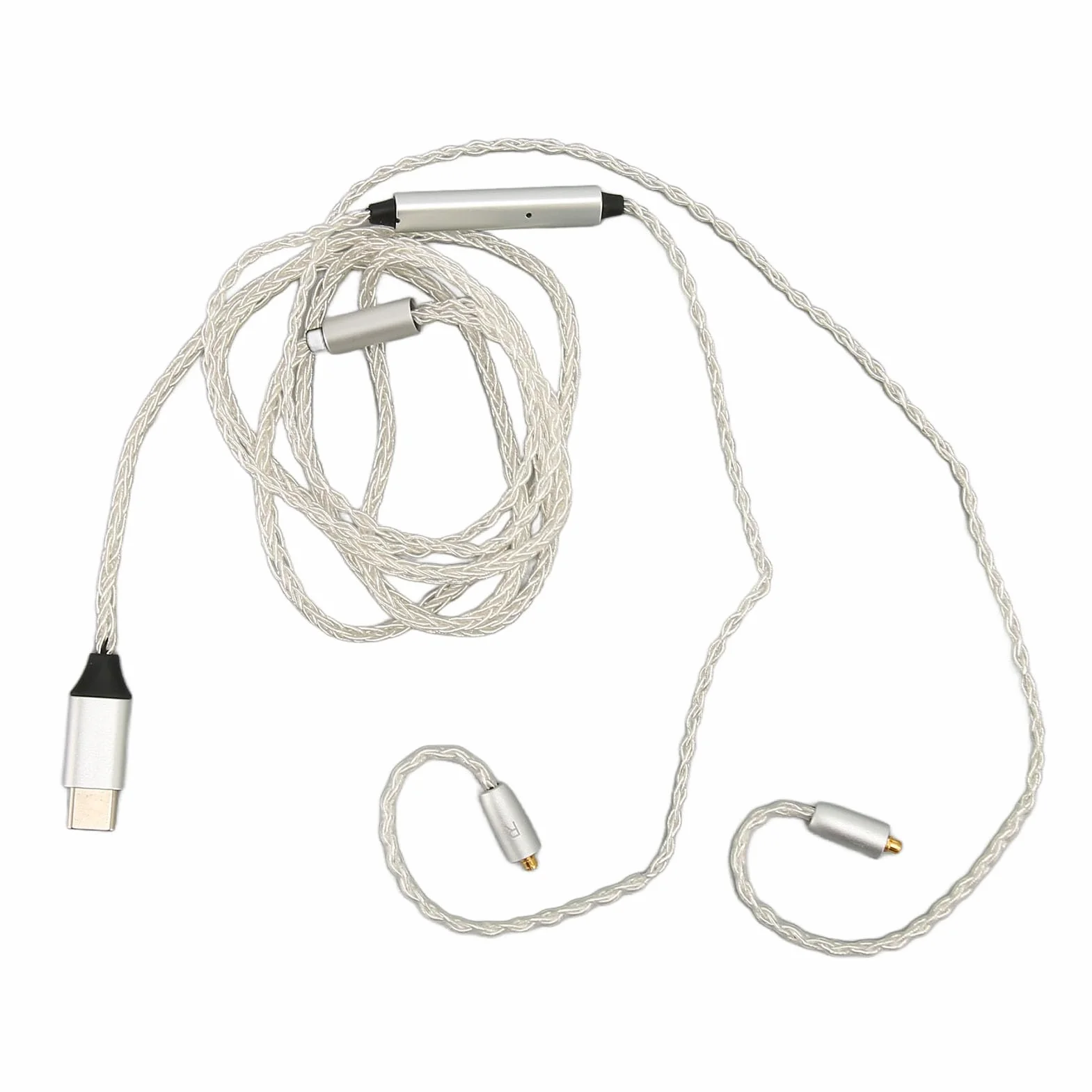 Kabel Słuchawkowy Typu C do MMCX z Mikrofonem, Beztlenowy Miedziany, do SE215 SE315 SE535 SE846 UE900, Biały, 3.9ft