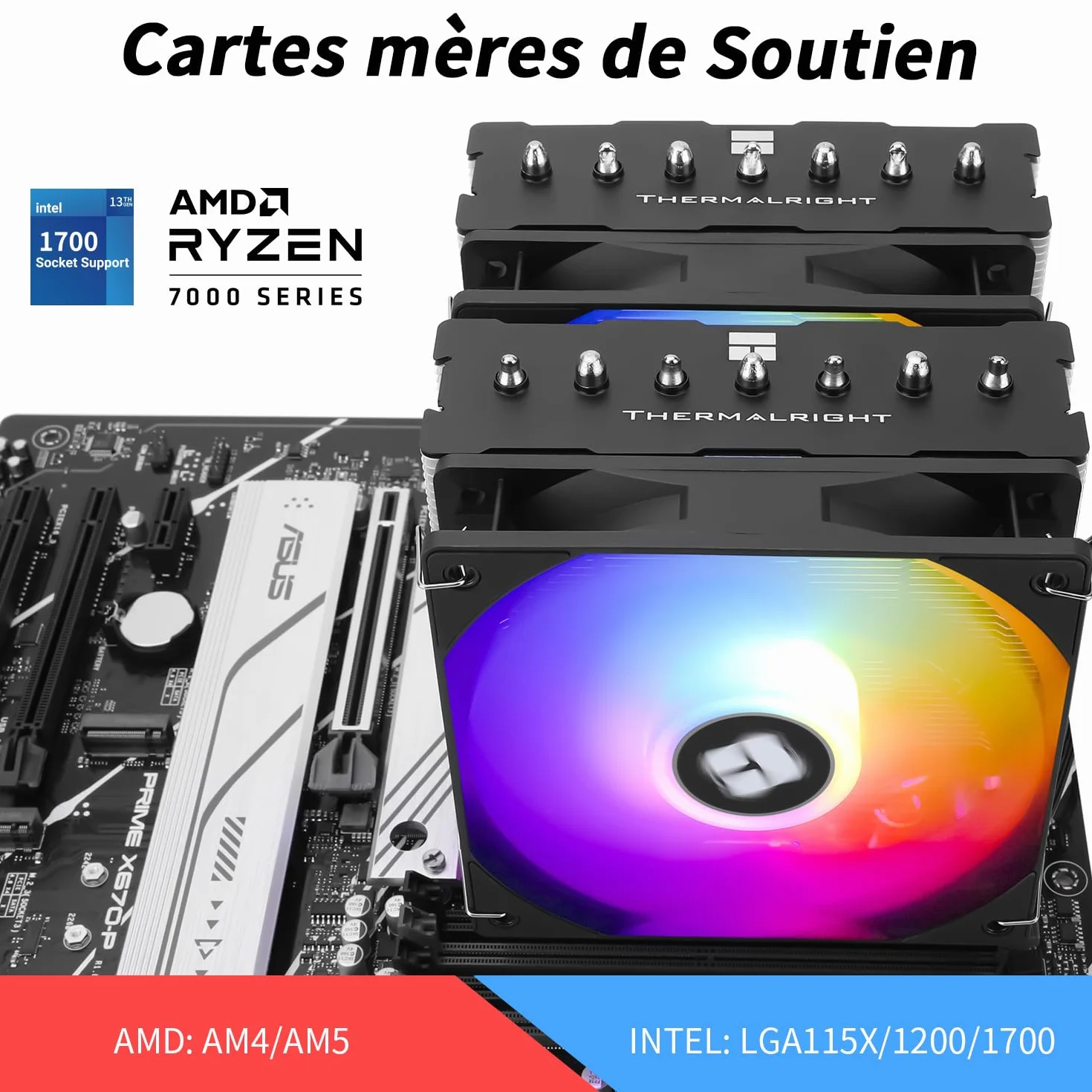 Thermalright PS120SE ARGB chłodzenie procesora, 7 ciepłowodów, wentylator Dual 120 mm TL-C12B-S V2 PWM, AGHP 4.0, łożysko S-FDB, AMD AM4 AM5/Intel 1700/1150/1151/1200