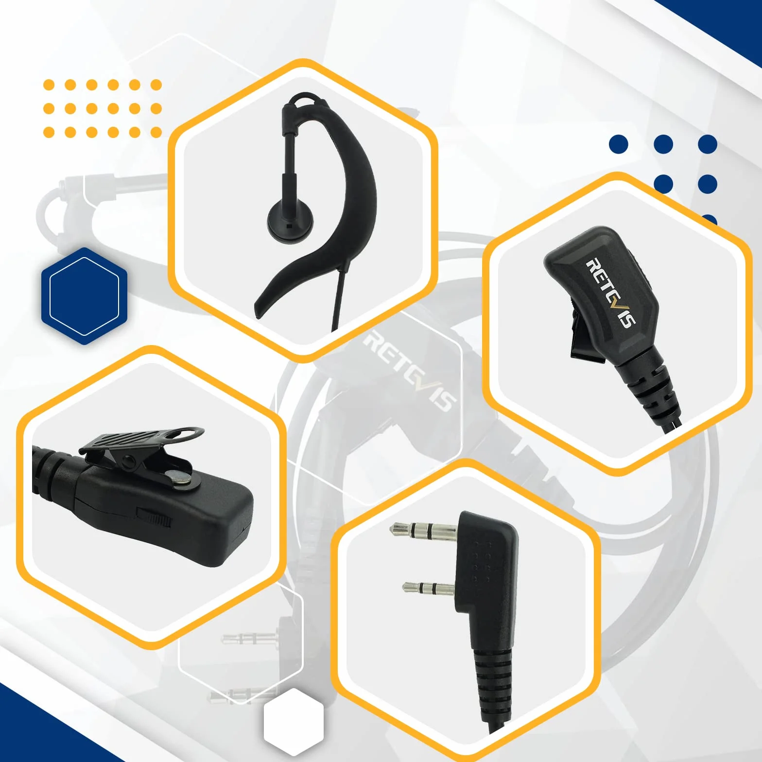 Retevis R111 Słuchawka Walkie Talkie 2-Stykowe Radio Słuchawkowe Typu G z Regulacją Głośności Kompatybilny z RT24 RT28 RT22 RT27 RT617 Baofeng BF-888S UV-5R Dwukierunkowe Radio (1 szt.)
