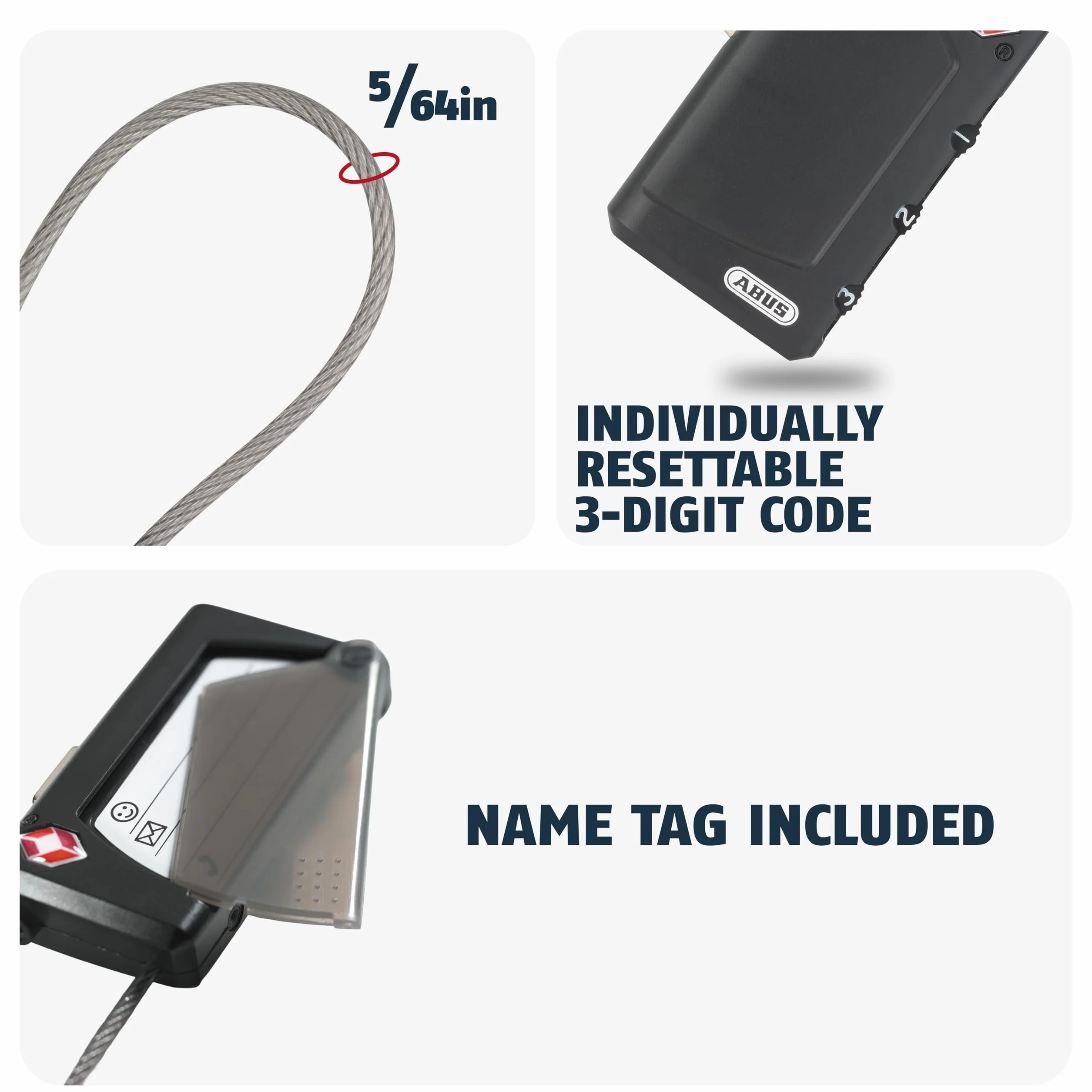 ABUS Zamek kablowy z certyfikatem TSA 148/30, 53094