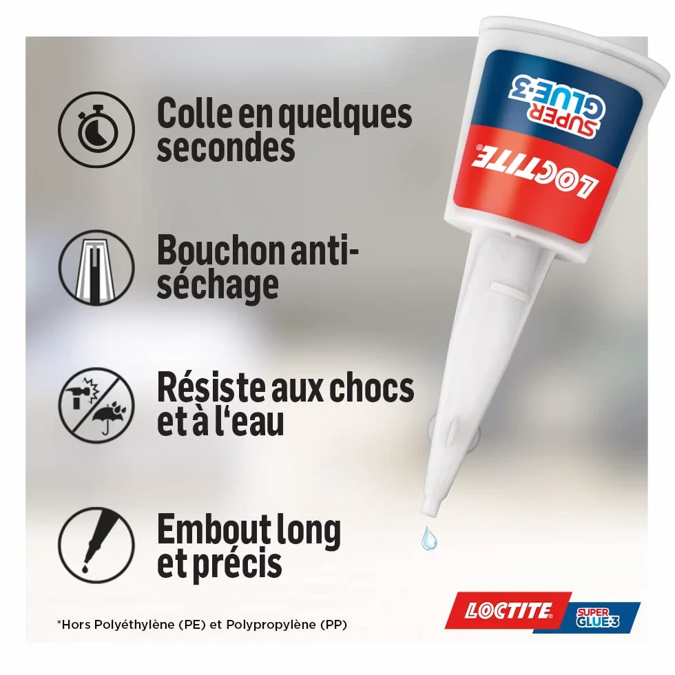 Loctite Super Glue-3 Précision, Colle Forte Pour Réparations Précises, Colle Liquide Tous Matériaux, Séchage Rapide, Flacon 5g