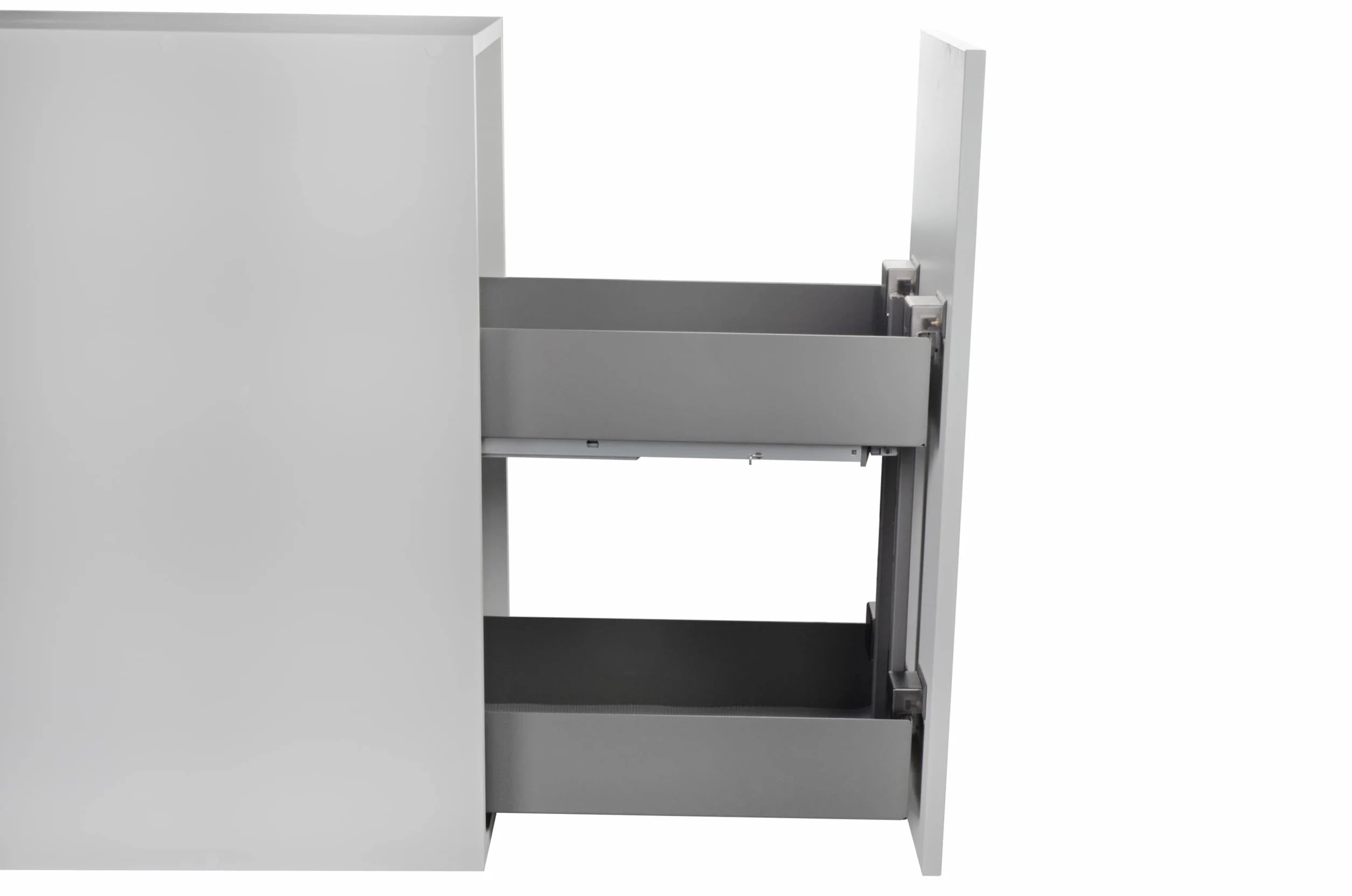 Wysuwana półka pod szafkę, 2 poziomy, 25-60 cm, antracyt – Softclose, prowadnica pod szafkę kuchenną z pełnym wysuwem (meble 250 mm)