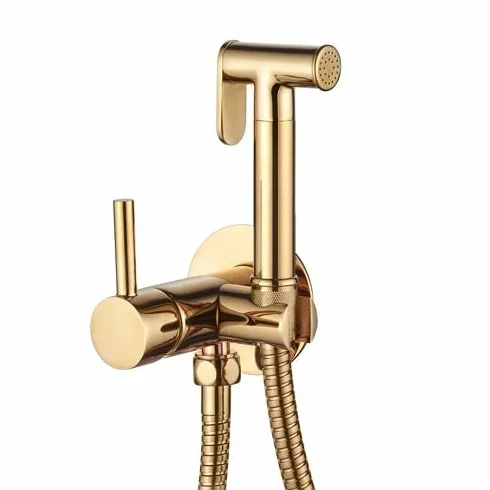 Złoty mosiądz montowany na ścianie bidet kran ceramiczny głowica mikser wymienny uchwyt
