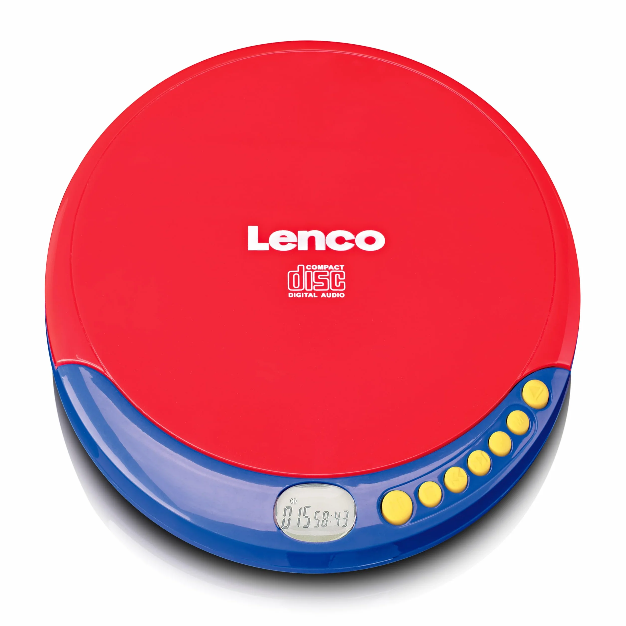 Lenco CD-021 odtwarzacz CD dla dzieci – przenośny odtwarzacz CD – Discman – słuchawki z ogranicznikiem głośności – odczytuje CD-R/RW – wbudowany akumulator – z kablem do ładowania – czerwony/niebieski