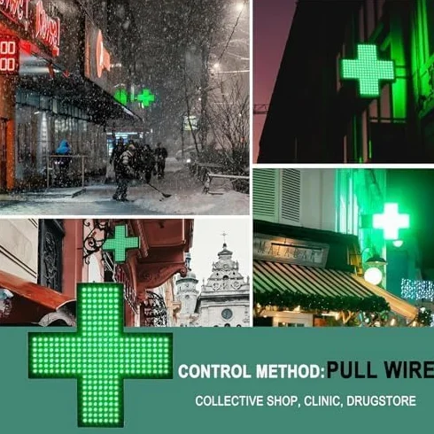 Neonowy znak krzyżowy LED, wielofunkcyjny, migające światło medyczne do szpitala, kliniki i sklepu, wiszący łańcuch w zestawie do montażu na ścianie lub oknie