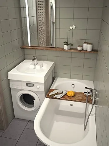 Standardowa umywalka oszczędzająca miejsce w pralce GPM DUŻA - kompaktowy syfon schodkowy z tyłu - 63 x 60 cm prześwit pod umywalką
