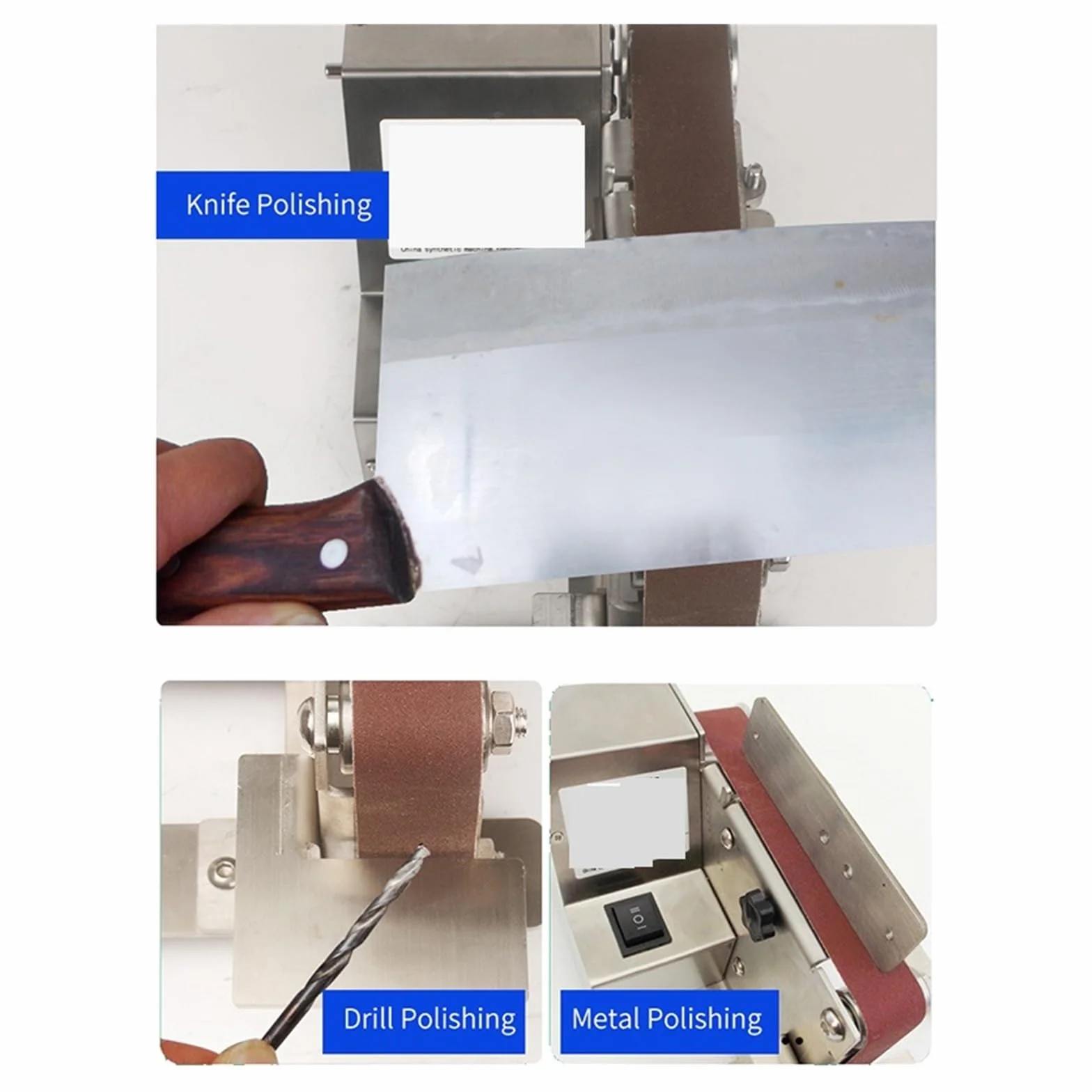 Polerka, szlifierka oscylacyjna, Mini elektryczna szlifierka taśmowa szlifierka taśmowa zmienna prędkość DIY szlifierka polerska szlifierka metalowa narzędzie do ostrzenia do szlifowania, polerowania(