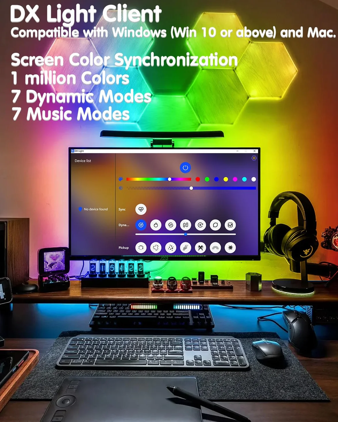 Imersyjne Podświetlenie Synchronizujące Monitora PC, 27 Cale Taśma LED Synchronizująca Ekran do Gier, Filmów i Muzyki, Zestaw Oświetlenia Ambientowego USB, Kompatybilny z Windows i Mac OS (4 Strony)