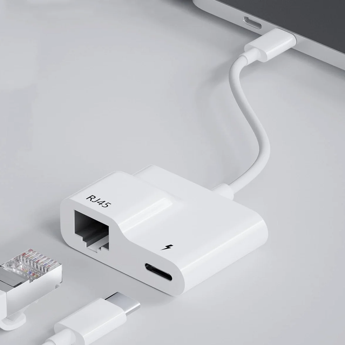 DollaTek karta sieciowa USB-C na RJ45 100 Mbit/s Ethernet adapter z PD ładowanie telefonu